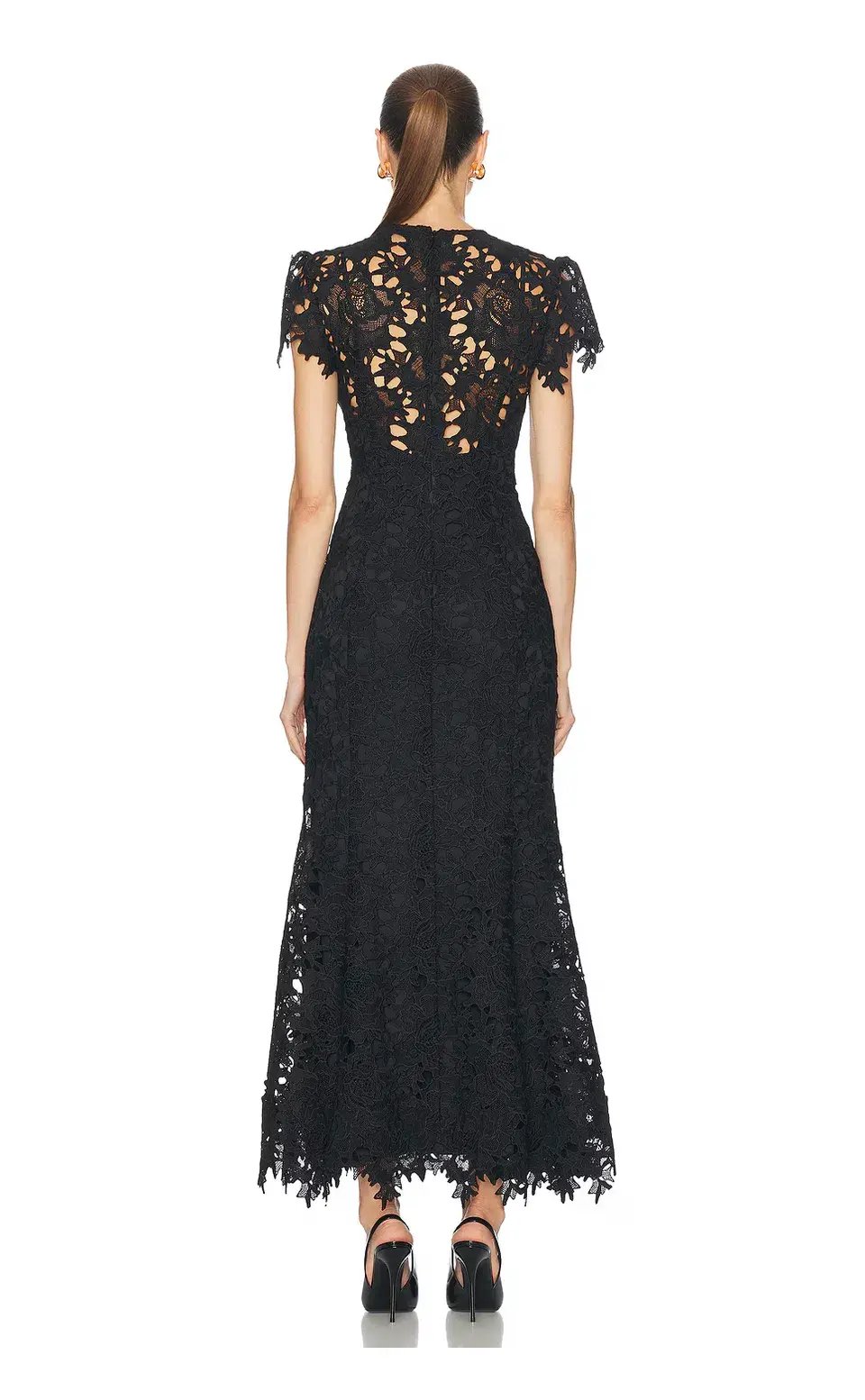 Leo Lin Monique Embroidered Lace Maxi Dress Black Size 8 photo 3