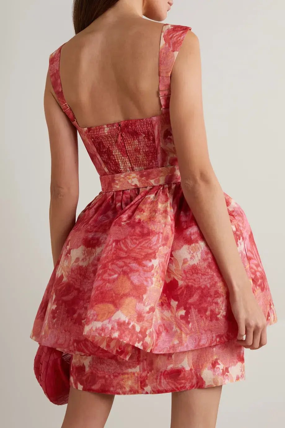 Zimmermann High Tide Mini Dress Pink Ikat Floral Size 2 / AU 12 photo 3
