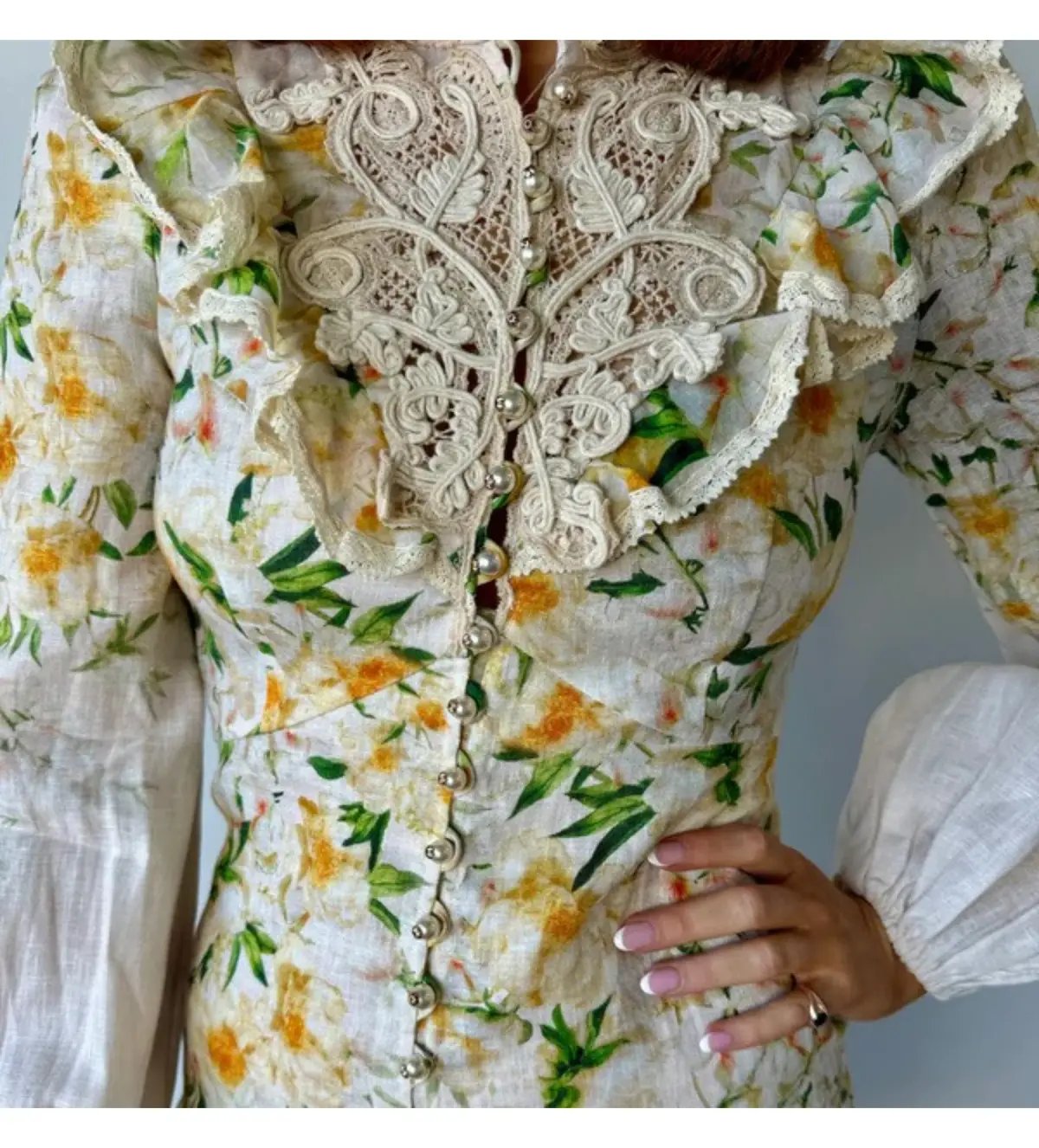 Zimmermann Coaster Battenburg Mini Dress in Blush Garden Floral Size 0/AU 8 photo 5