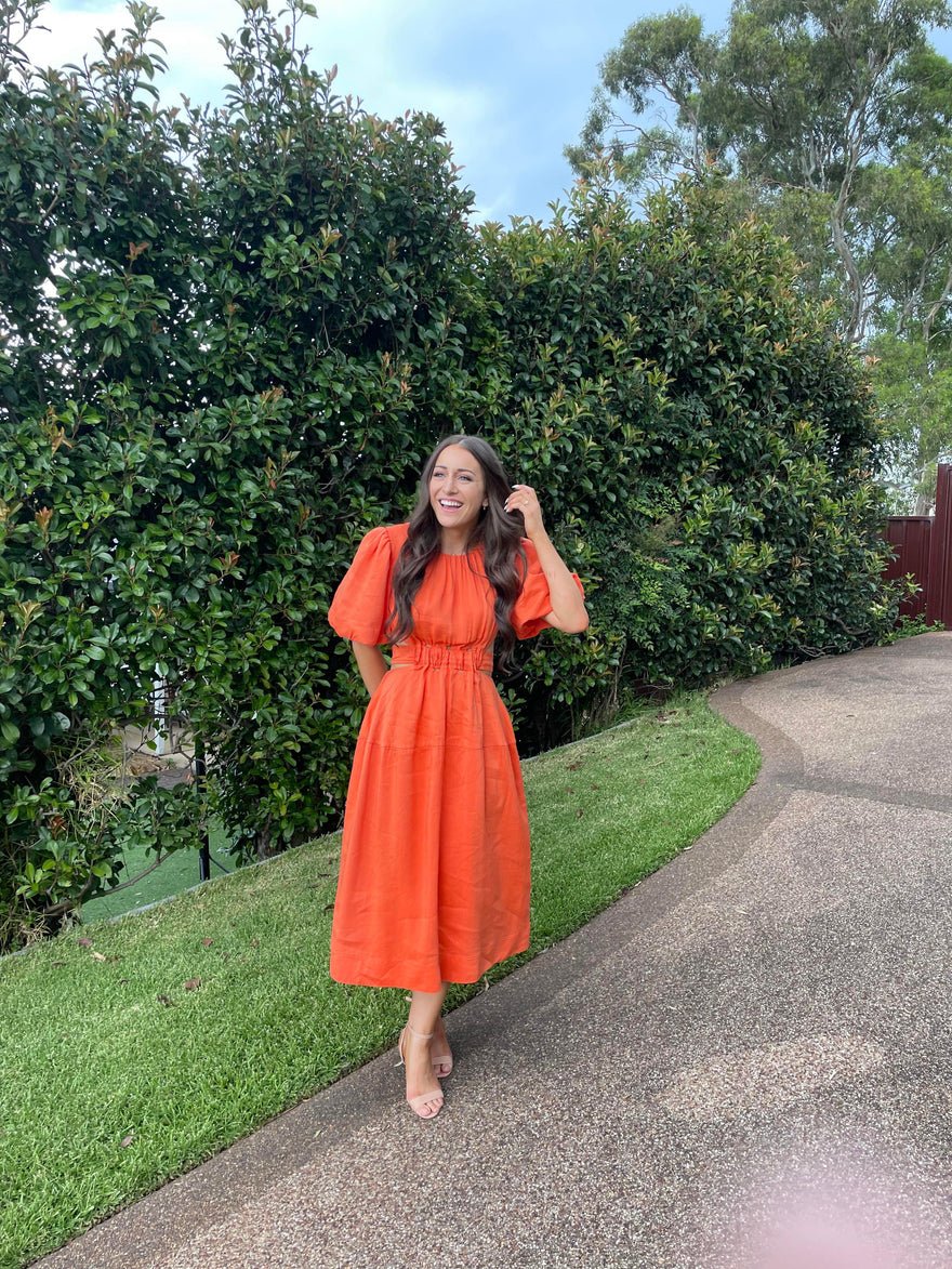 Aje Cosette Tie Back Midi Dress | Orange photo 2