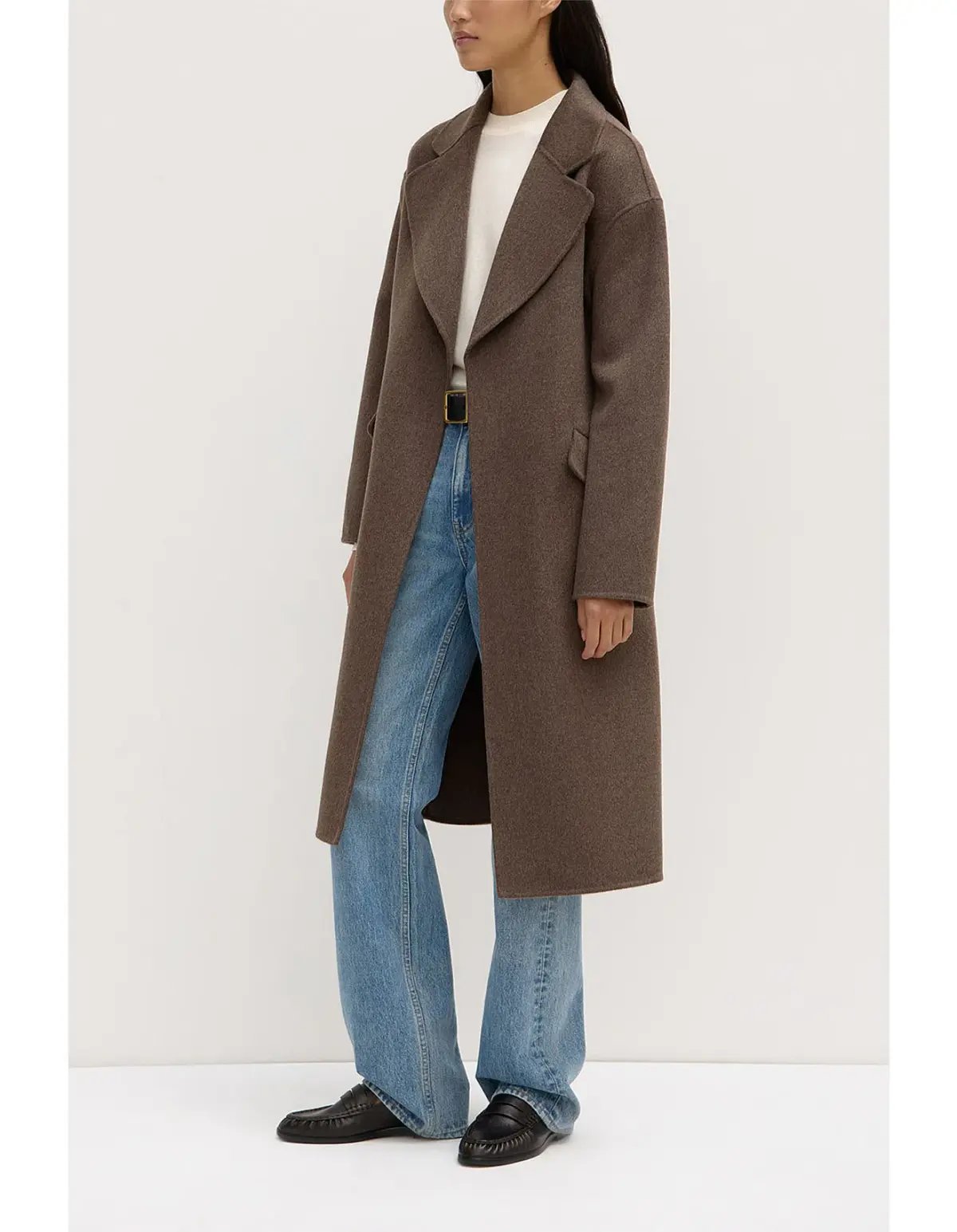 Assembly Label Sadie Single Breasted Wool Coat in Cocoa Marle Size photo 5