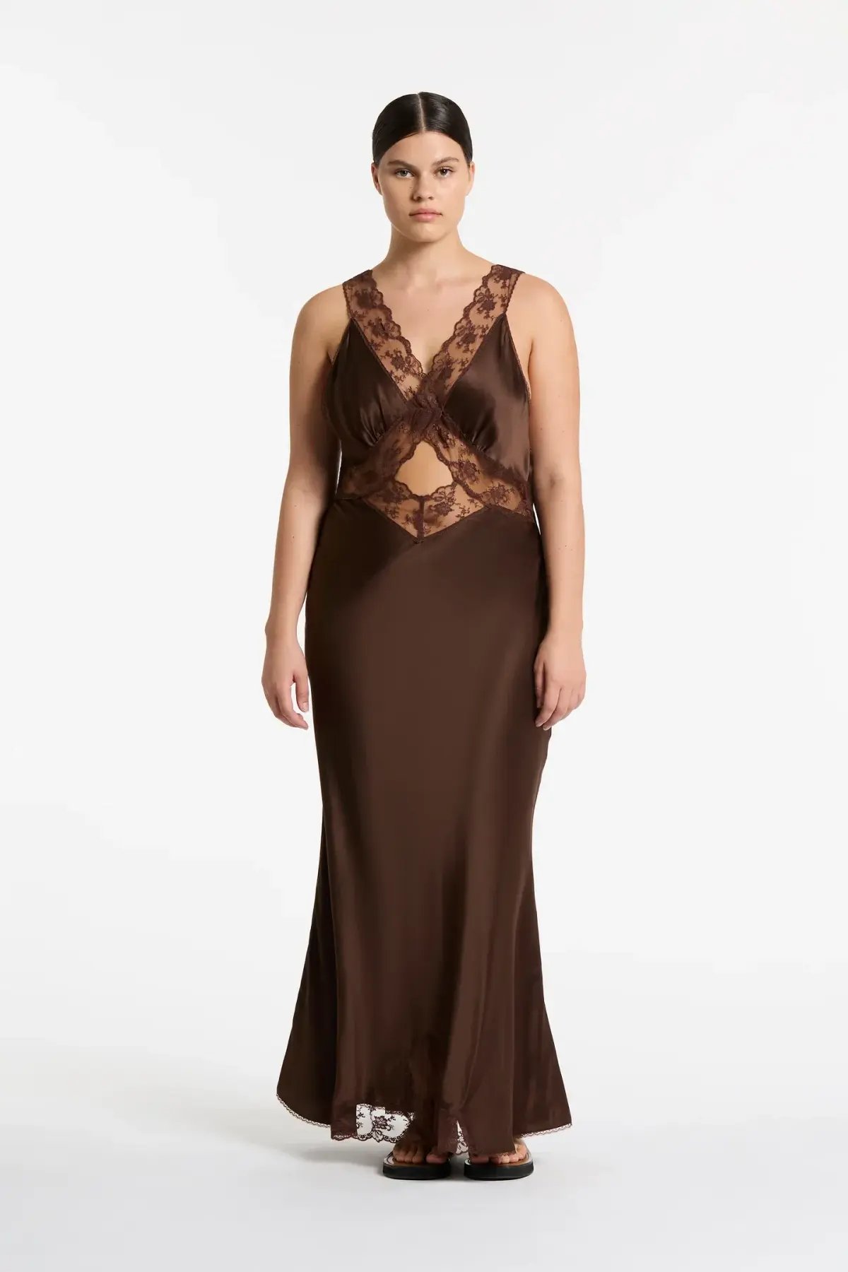 Sir the Label Aries Cut Out Dress in Chocolate Size 3 / AU 12 photo 3