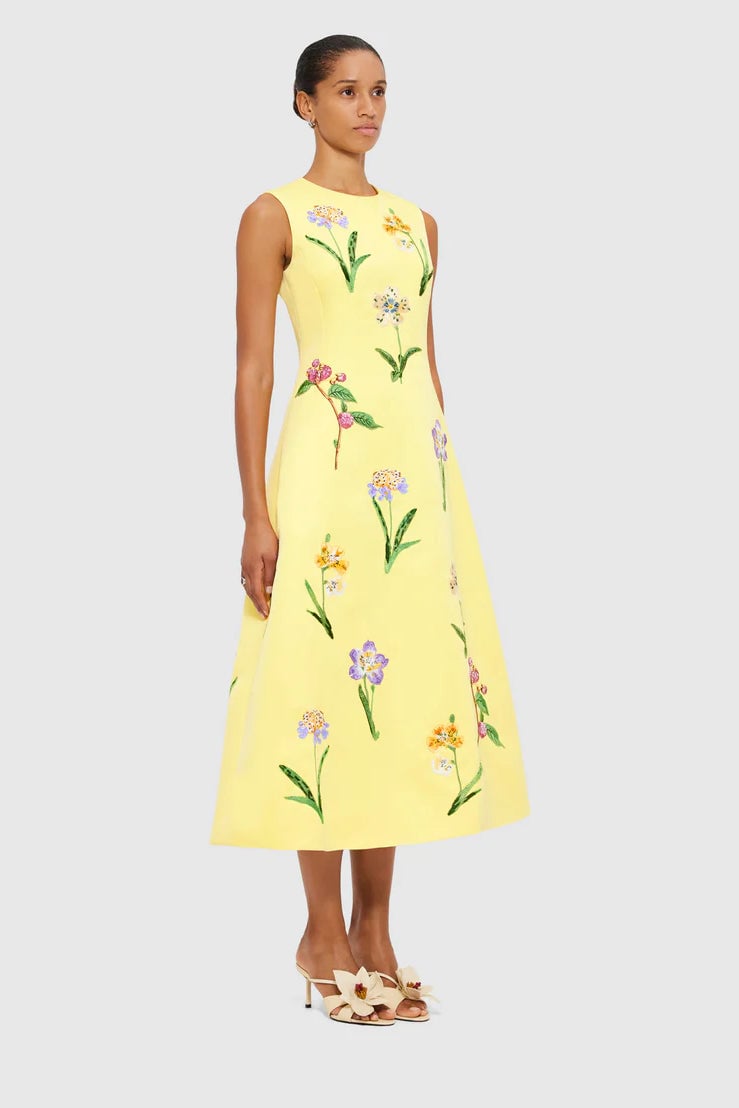 Leo Lin Cleo Sleeveless Midi Dress - Wild Flower Print in Sorbet photo 3