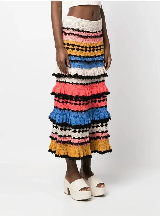 Zimmermann Tiggy Frilled Tiered Skirt Multi Size 8 photo 2