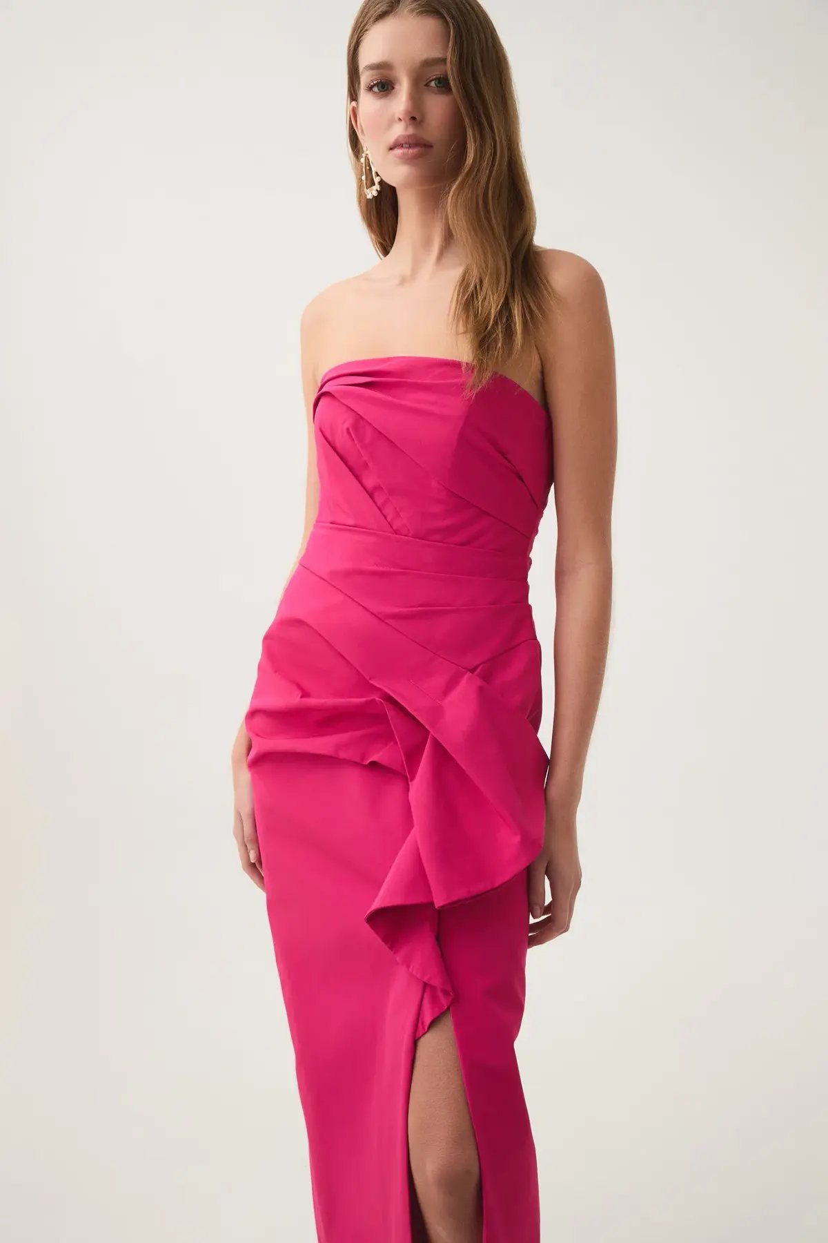 Aje Roma Draped Midi Dress Rich Magenta Size 6 photo 5