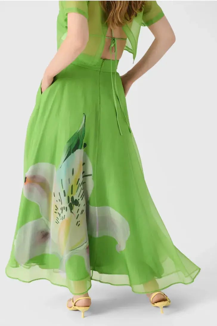 Leo Lin Indie Sleeve Top & Valeria Skirt Set Lily Print in Parakeet Size 10 photo 3