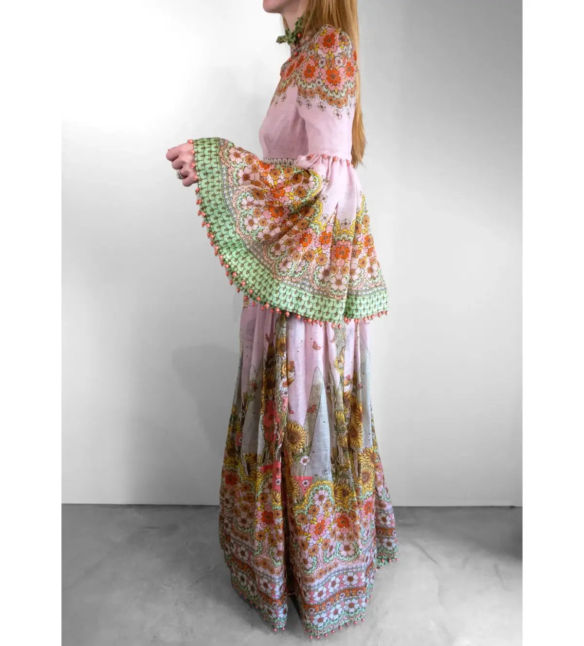 Zimmermann Kaleidoscope Bell Sleeve Gown Multi Floral Size 3 AU 14 photo 4