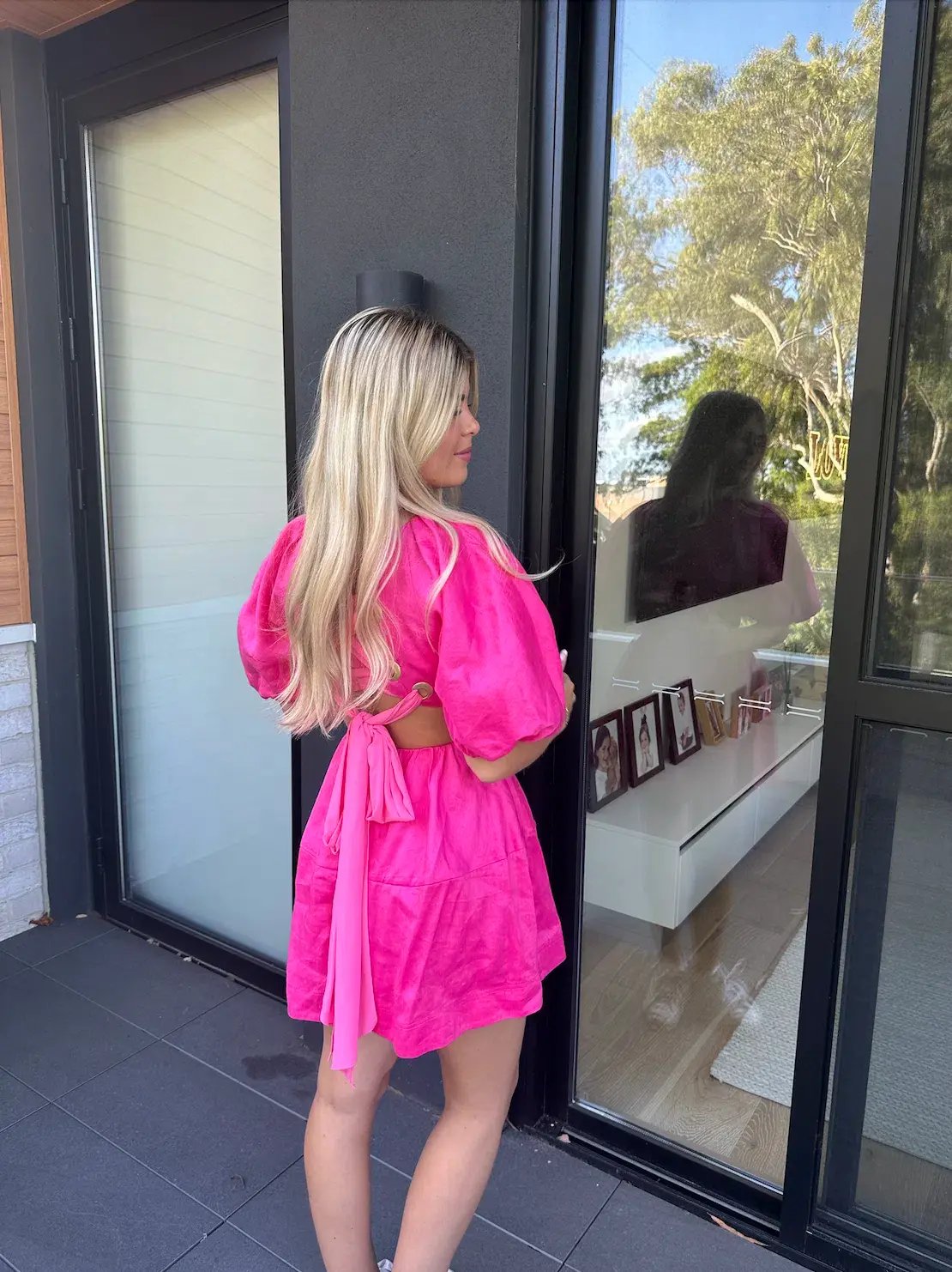 Aje Admiration Lace-Up Mini Dress in Pink - Size 6 photo 2
