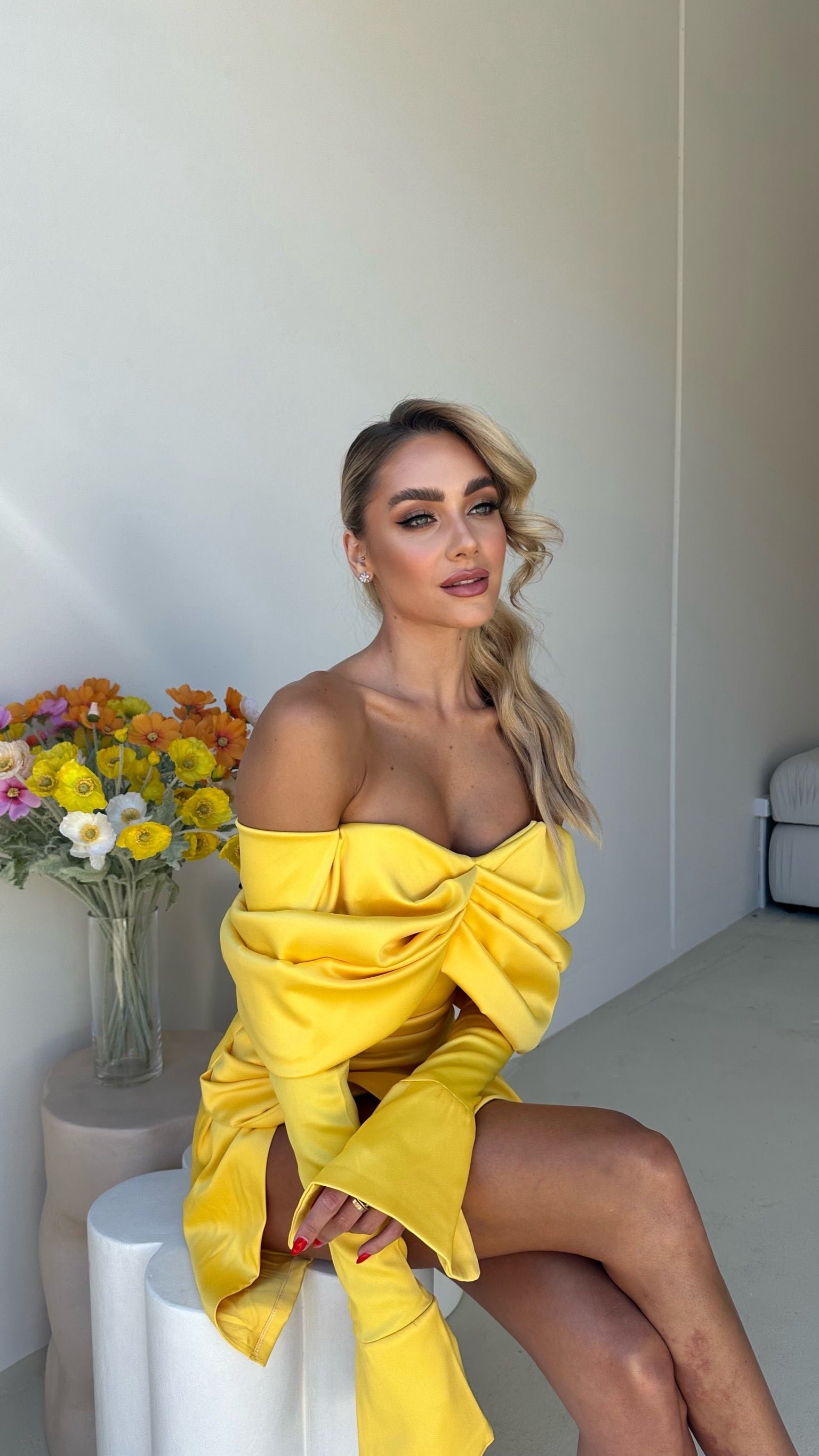 BELLE MINI DRESS BY MY SECRET WARDROBE YELLOW photo 2