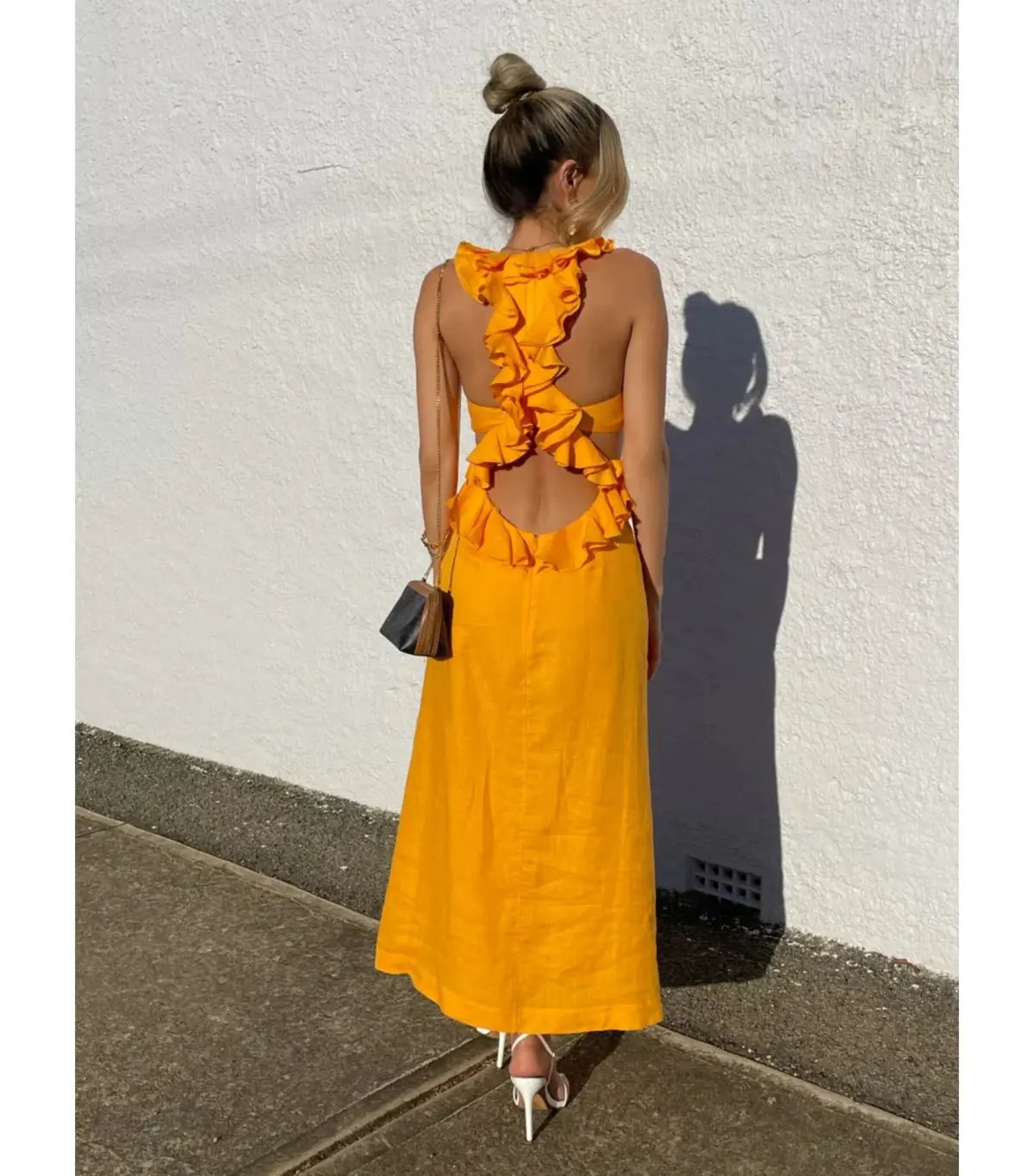 Zimmermann Orange Frill Midi Dress Orange Size 0 / AU 8 photo 2