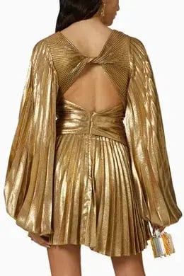 ACLER Geneva Pleated Mini Dress Gold 10 photo 2