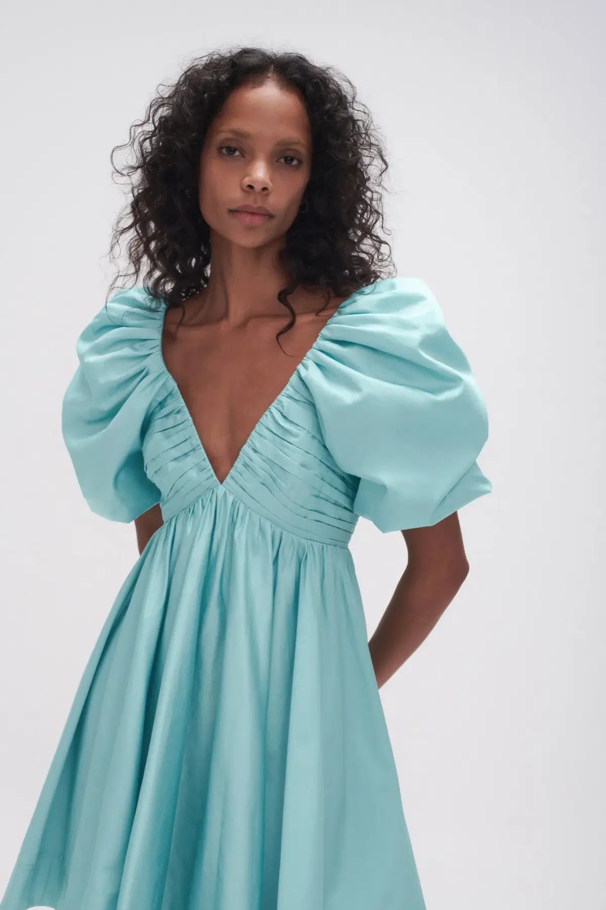 Aje Gabrielle Plunge Mini Dress in Spearmint Blue Size 8 photo 2
