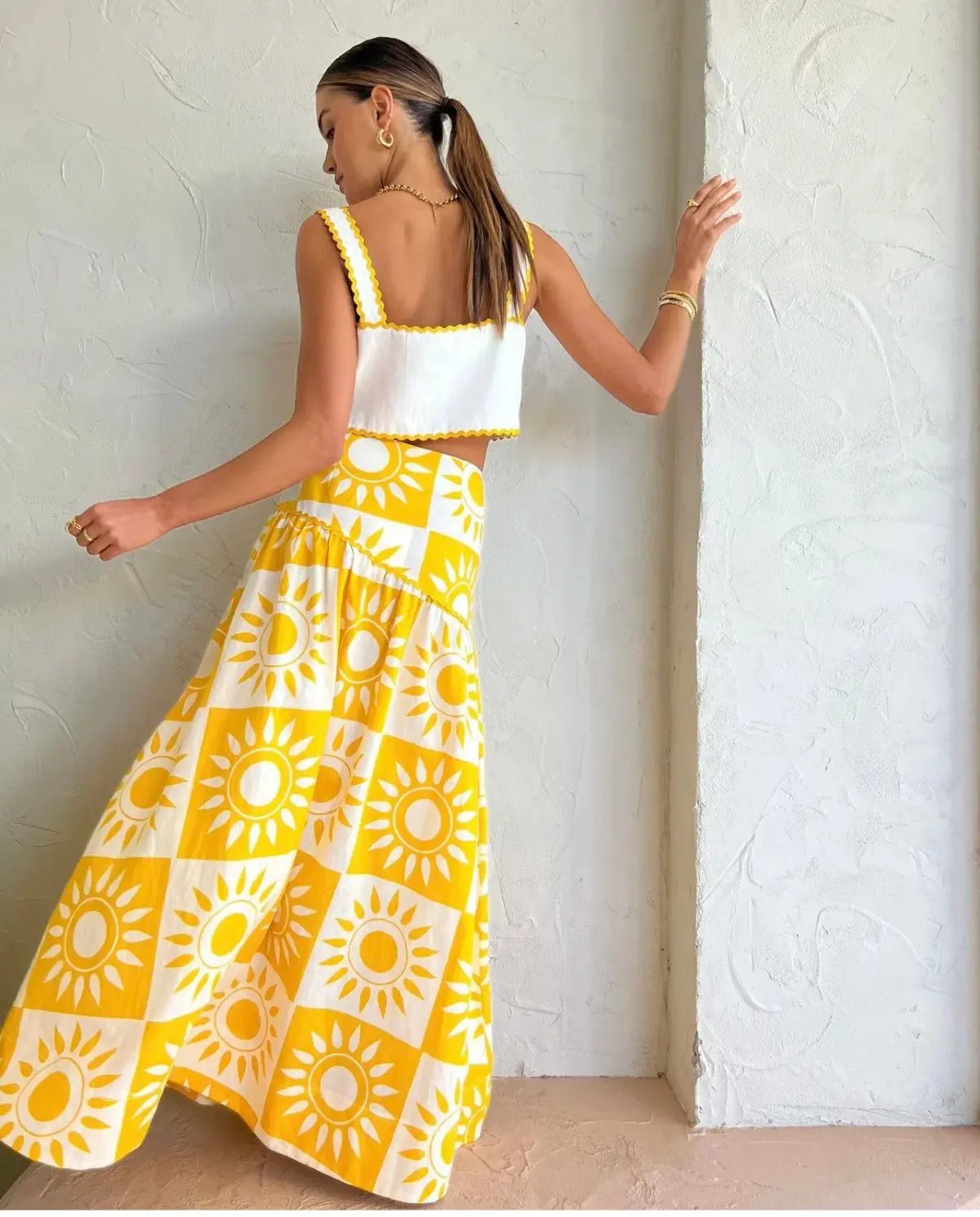By Nicola Wavy Crop Top and Sol Maxi Skirt Set in Sol Size 8 photo 3