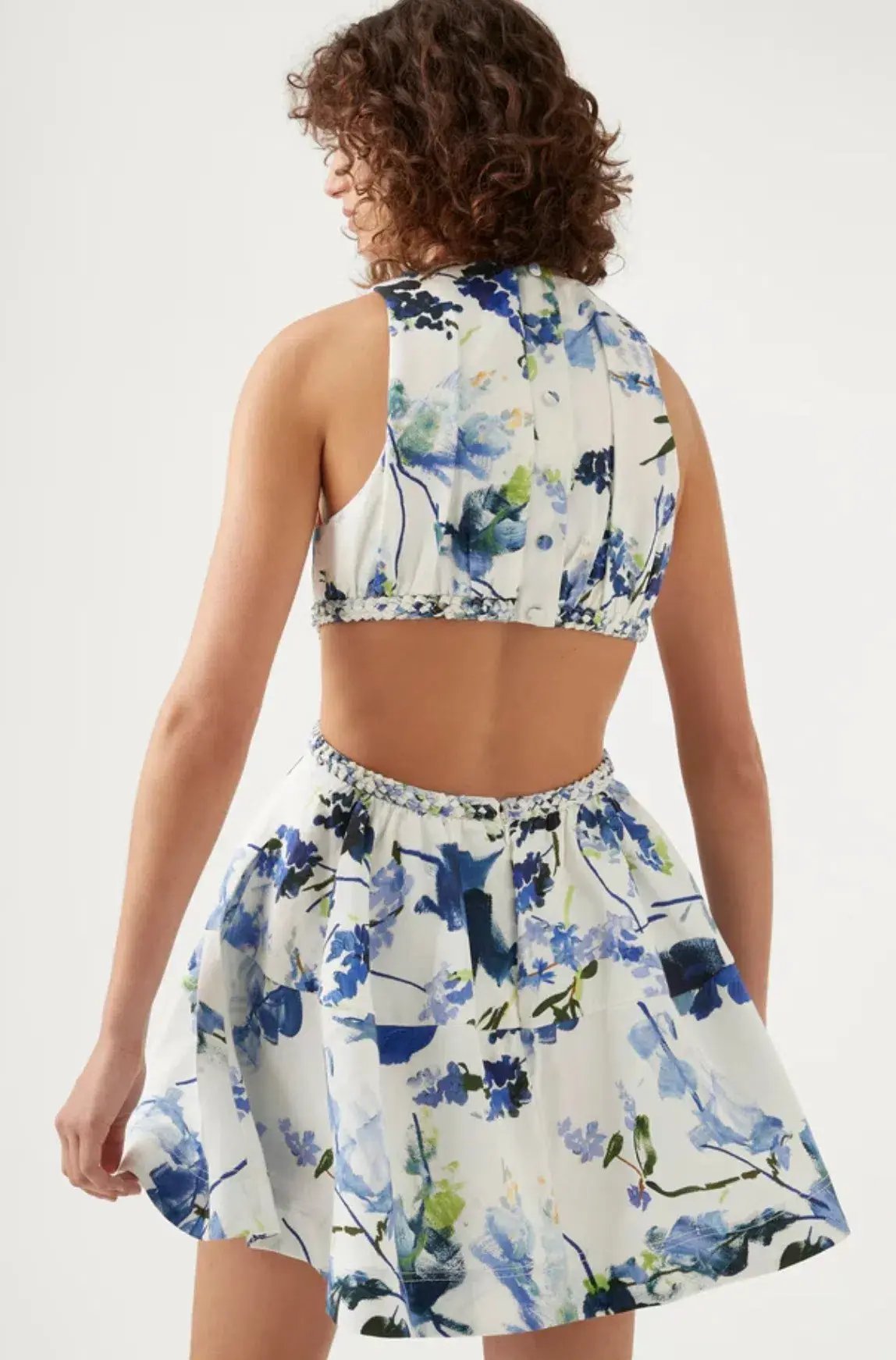 Aje Voyage Braided Cut Out Mini Dress Floral Size 10 / M photo 3