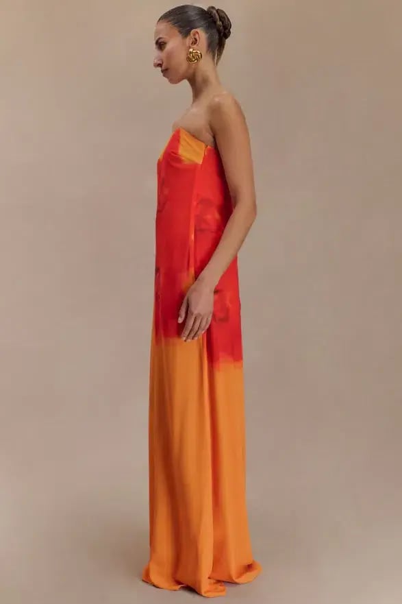 Meshki Amaya Maxi Gown Orange Print Size 12 photo 2