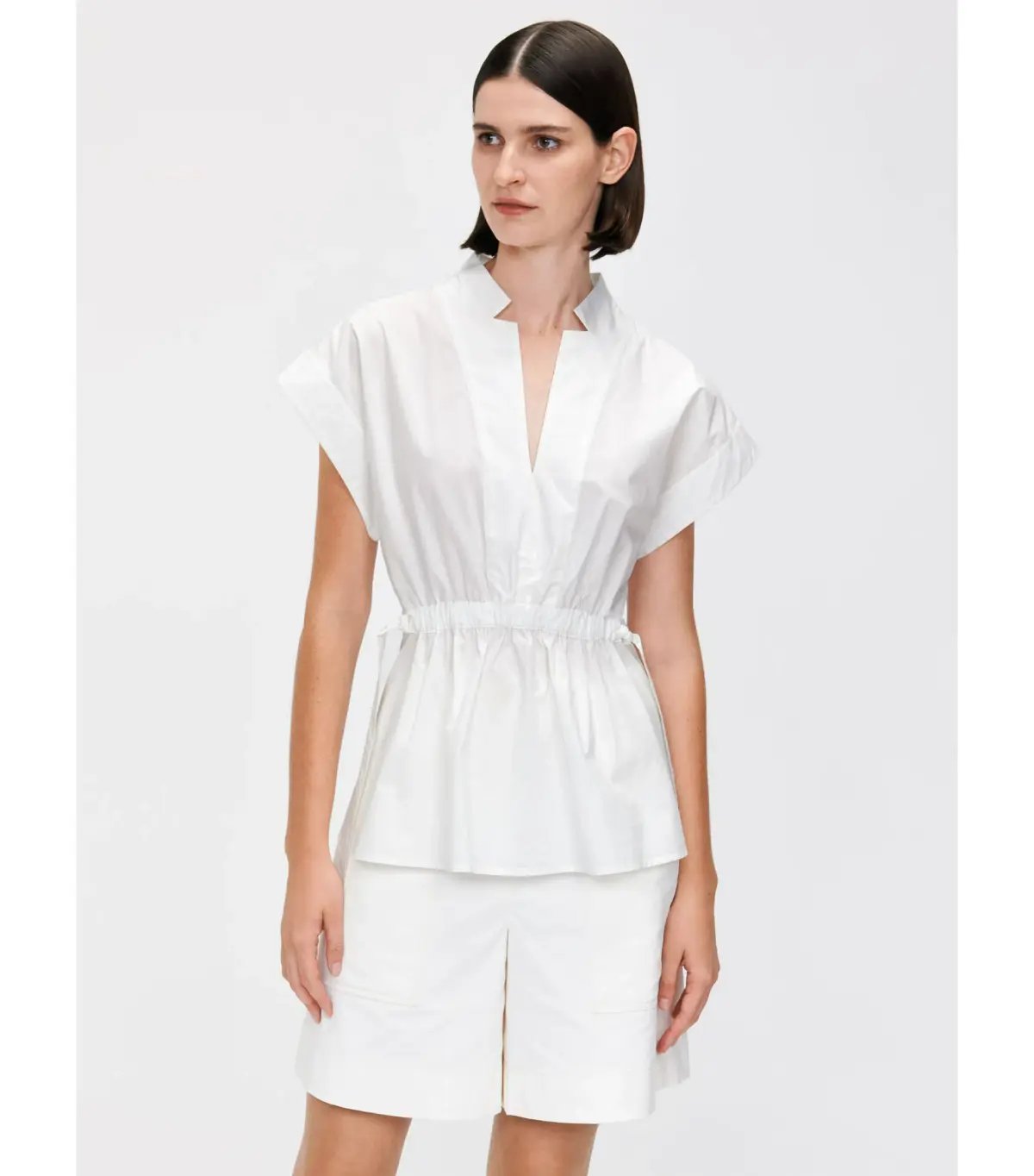 Veronika Maine Good Earth Cotton Tie Shirt Off White Size 16 photo 2