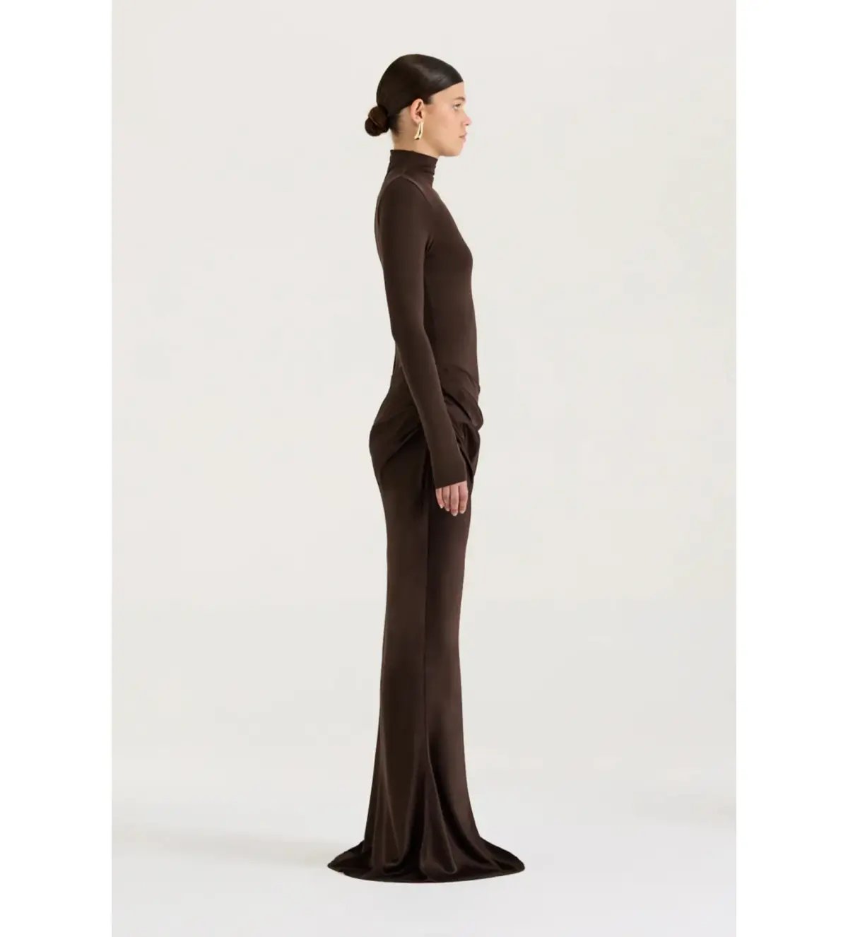 Henne Soraia Long Sleeve Maxi Dress Chocolate Size 6 photo 5