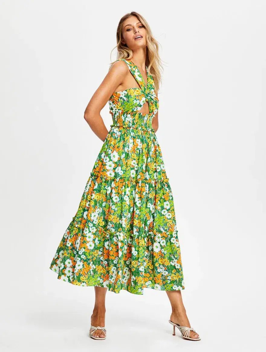 Alice Mccall California Sun Midi Dress Green Size 8 photo 2