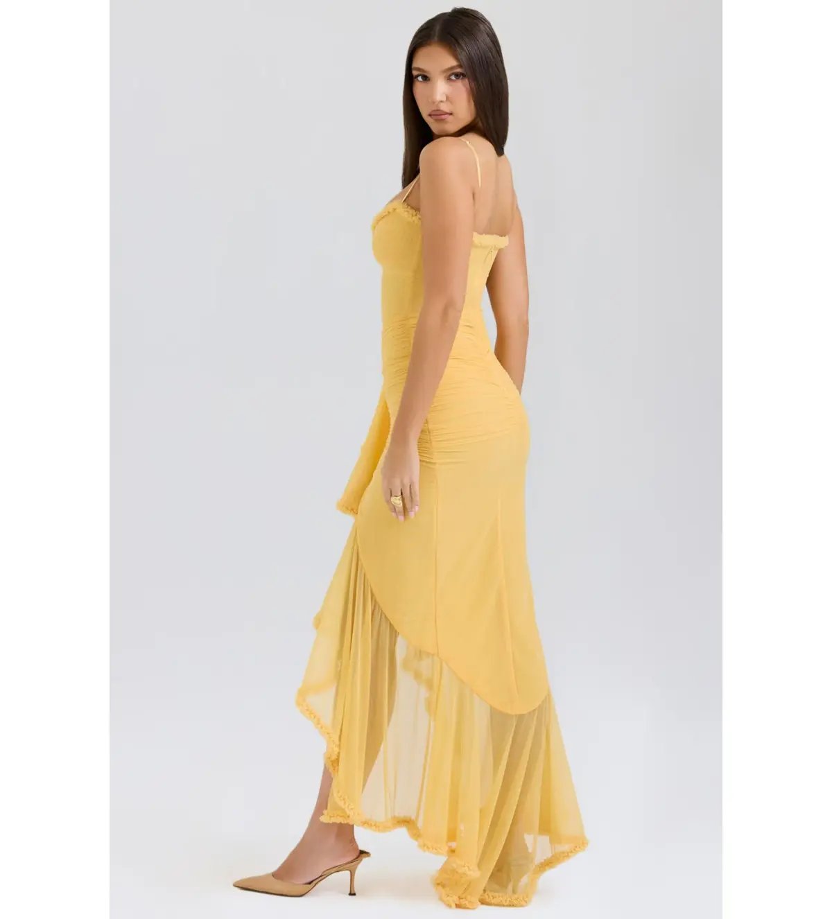 House of CB Gabbi Ruffled Front Gown Apricot Size XS / AU 6 photo 4