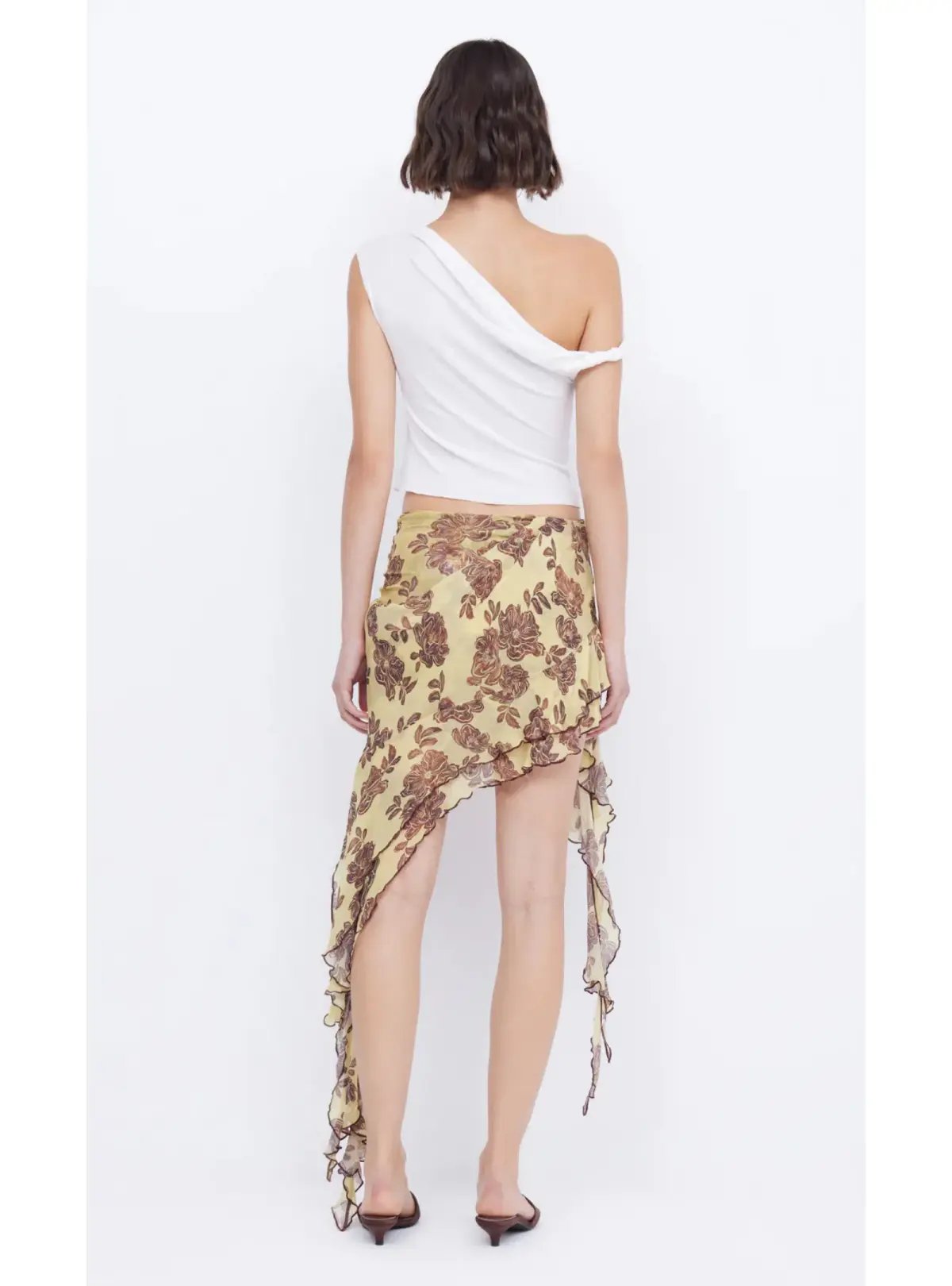 Bec & Bridge Set  Spiral Crush Top Citrus and Malibu Bay Frill Skirt Citrus Plum FLoral Size AU 10 photo 4