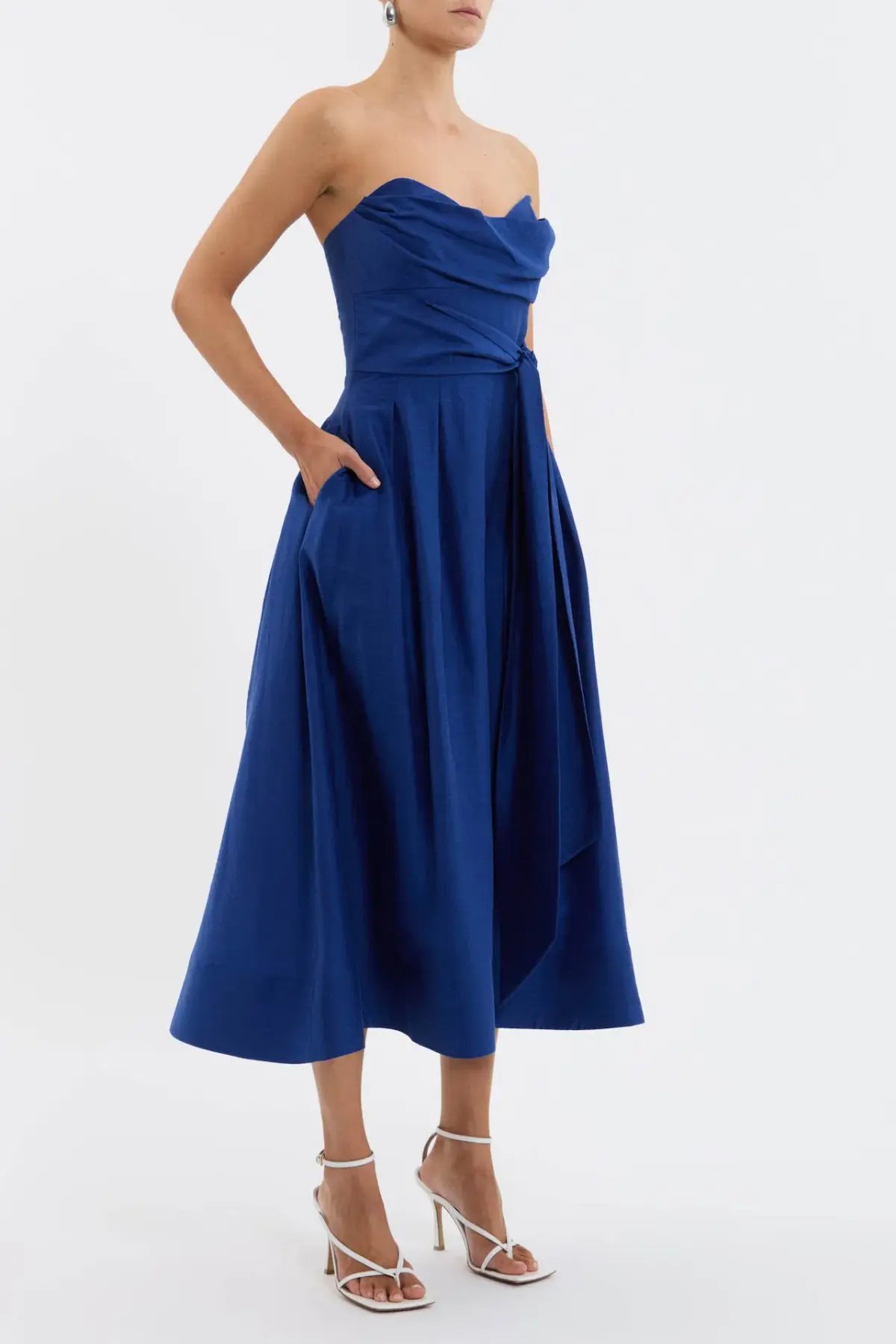 Rebecca Vallance Cera Strapless Midi Dress Blue Size 4 photo 4