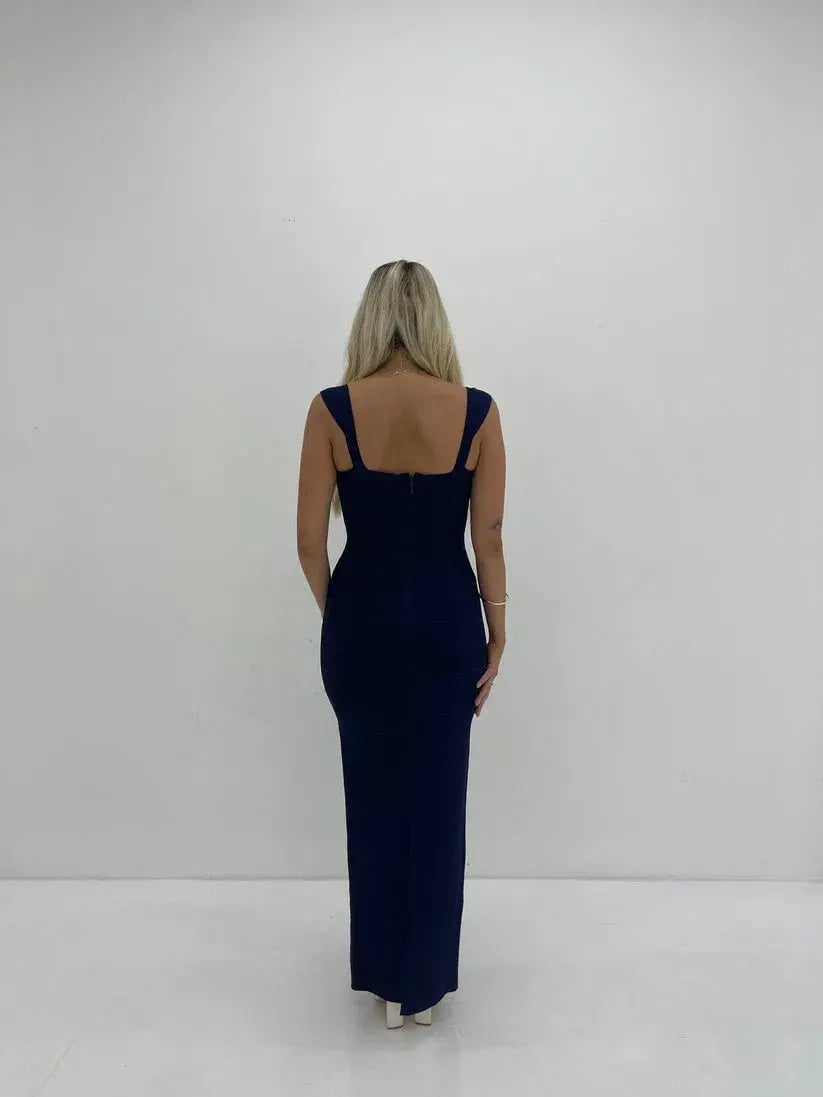Herve Leger Navy Sweetheart Gown Maxi Size AU 6 photo 3