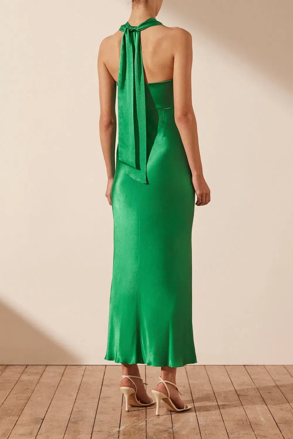 Shona Joy Lana Ruched Halter Midi Dress in Tree Green Size 10 photo 4
