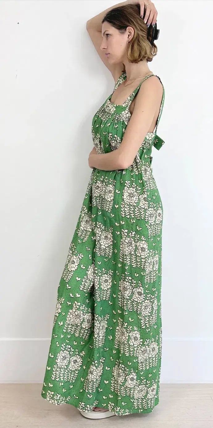 Oroton Posie Linen Maxi Dress Green Floral Size 8 photo 5