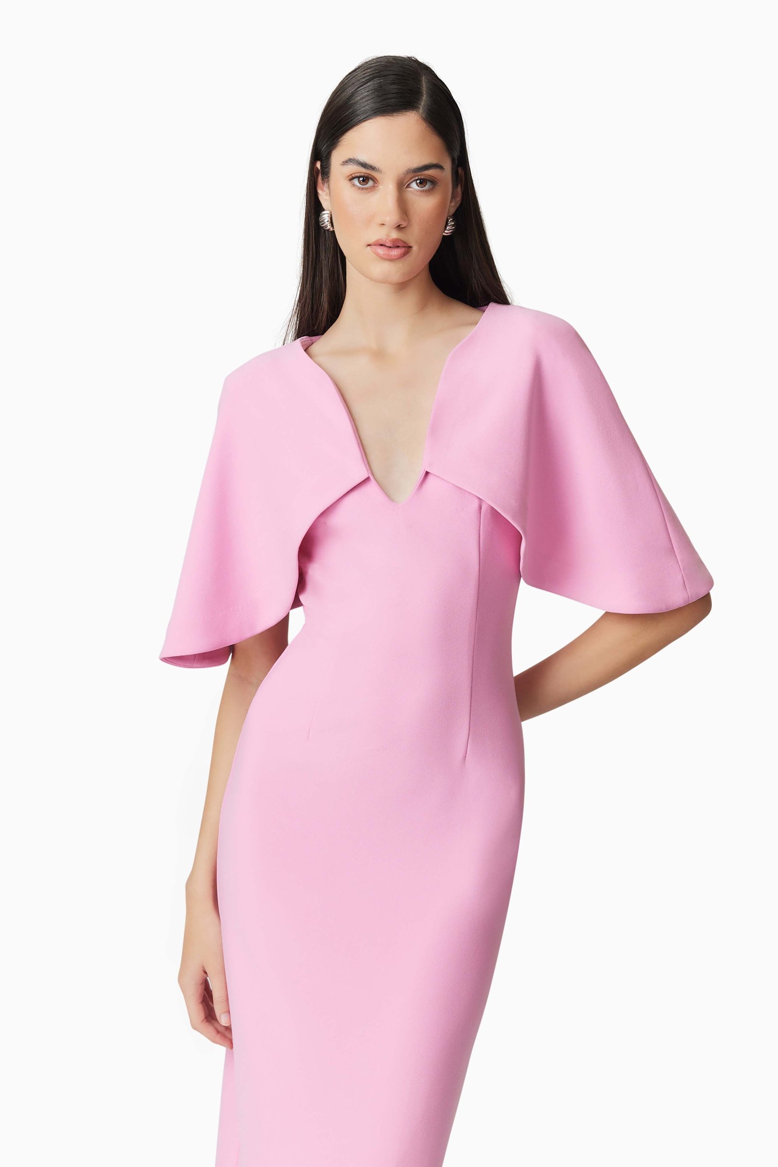 ELLIATT GIA CAPE MIDI DRESS - SUGAR PINK photo 3