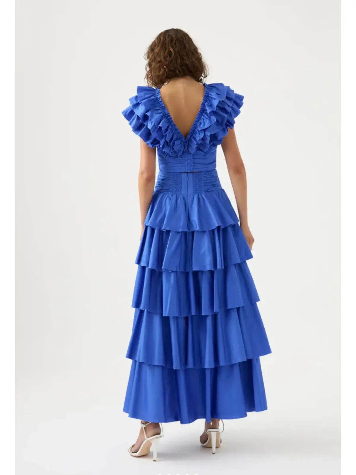 Aje Rhythmic Frill Bodice and Eleni Maxi Skirt Blue Size AU 8 photo 3