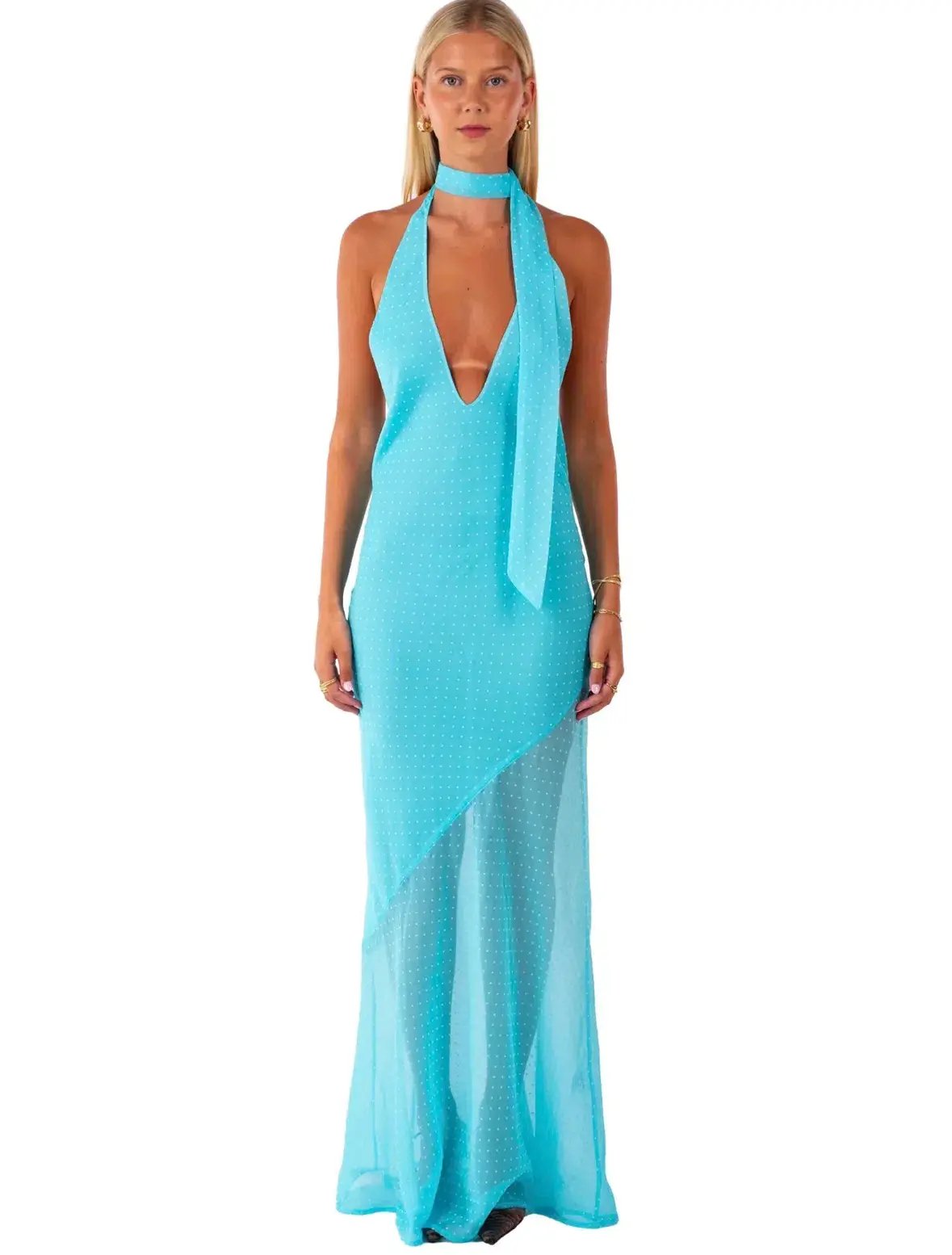 I Am Delilah Jasmine Maxi Dress Blue Lagoon Size 6 photo 2