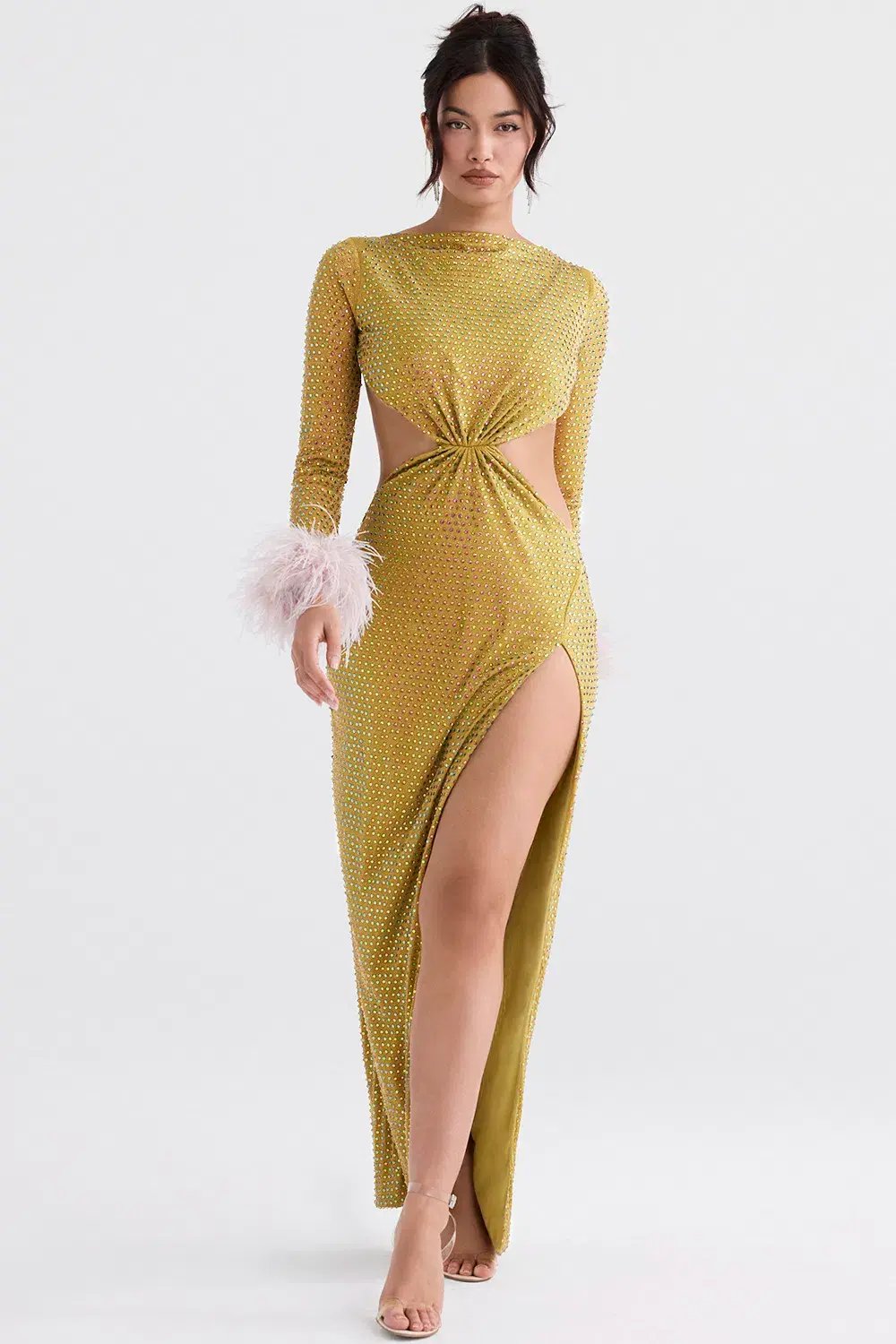 House of CB Gina Crystallised Maxi Dress Chartreuse Size S / AU 8 photo 4