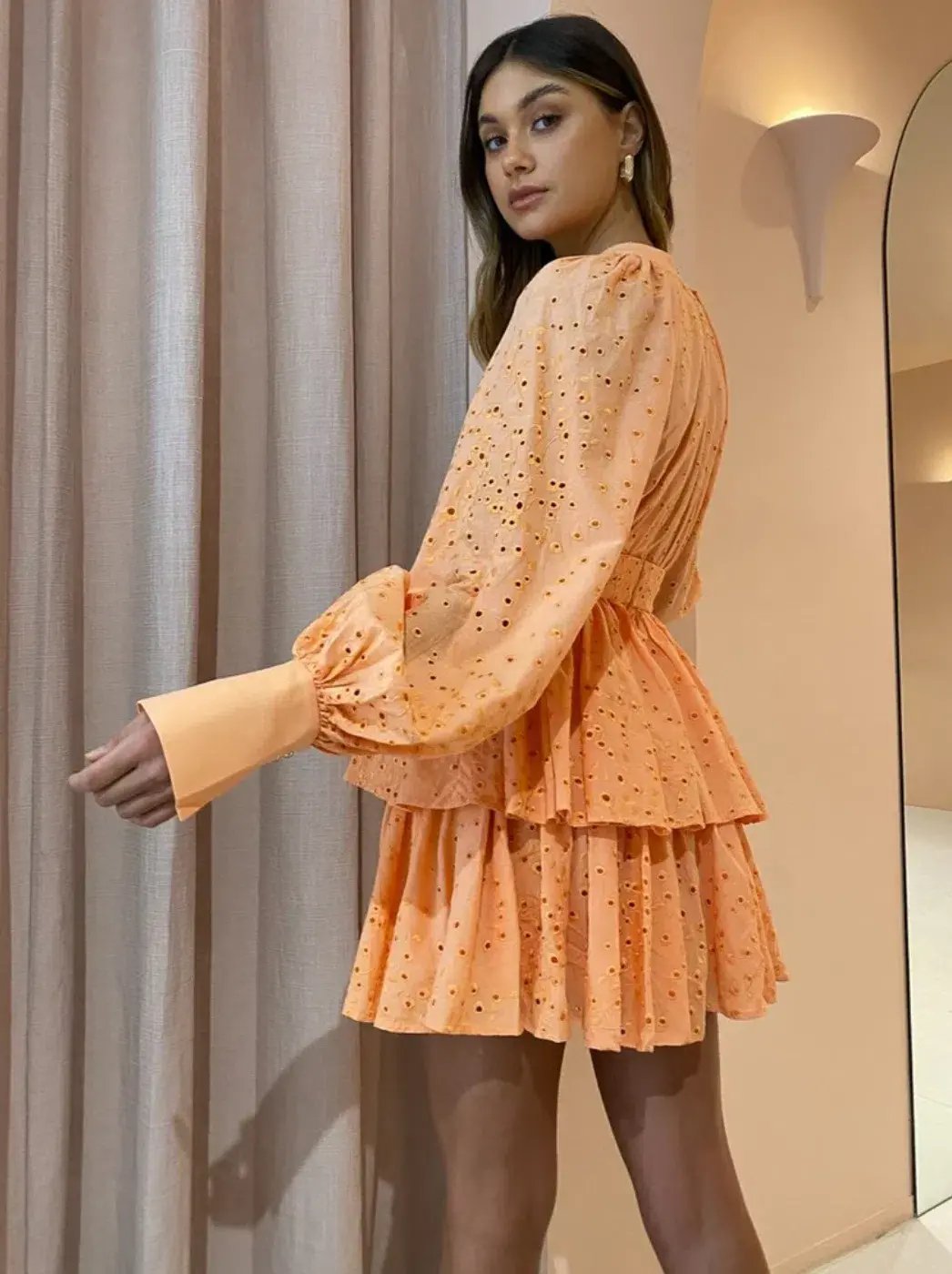 Acler Amelia Mini Dress Apricot Size 8 photo 3