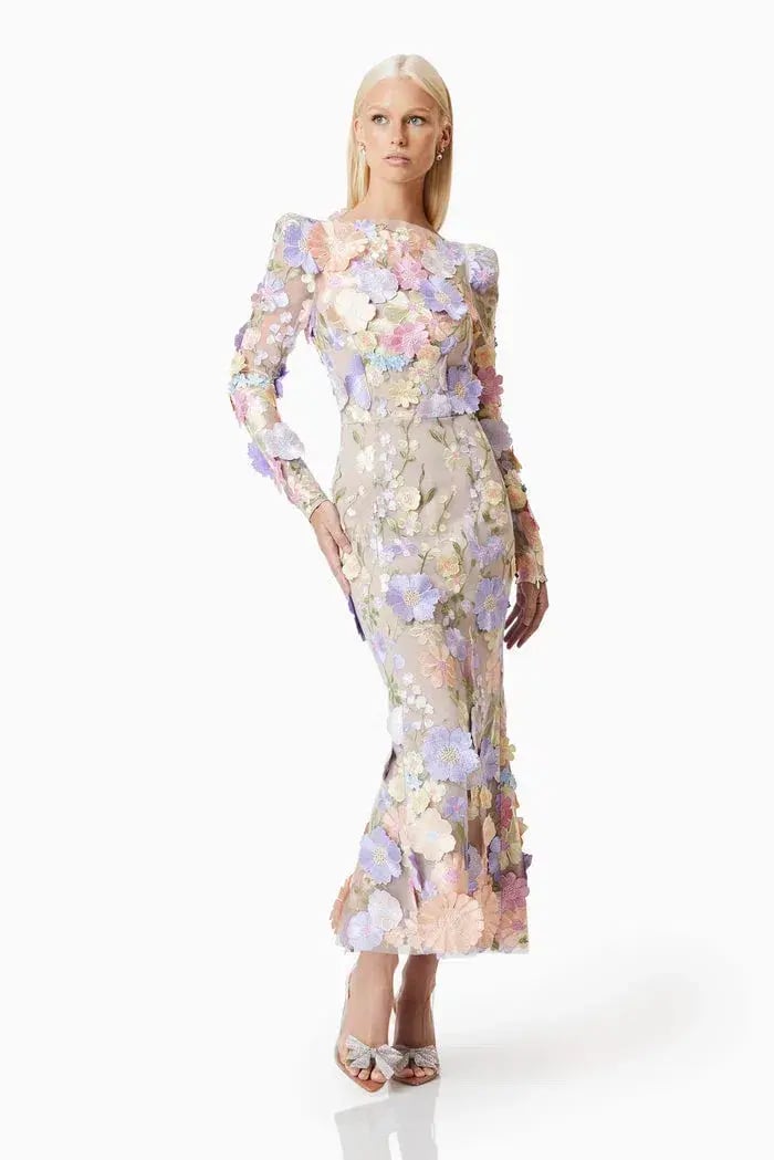 Elliatt Shannon 3D Floral Midi Dress Floral Size M / AU 10 photo 2