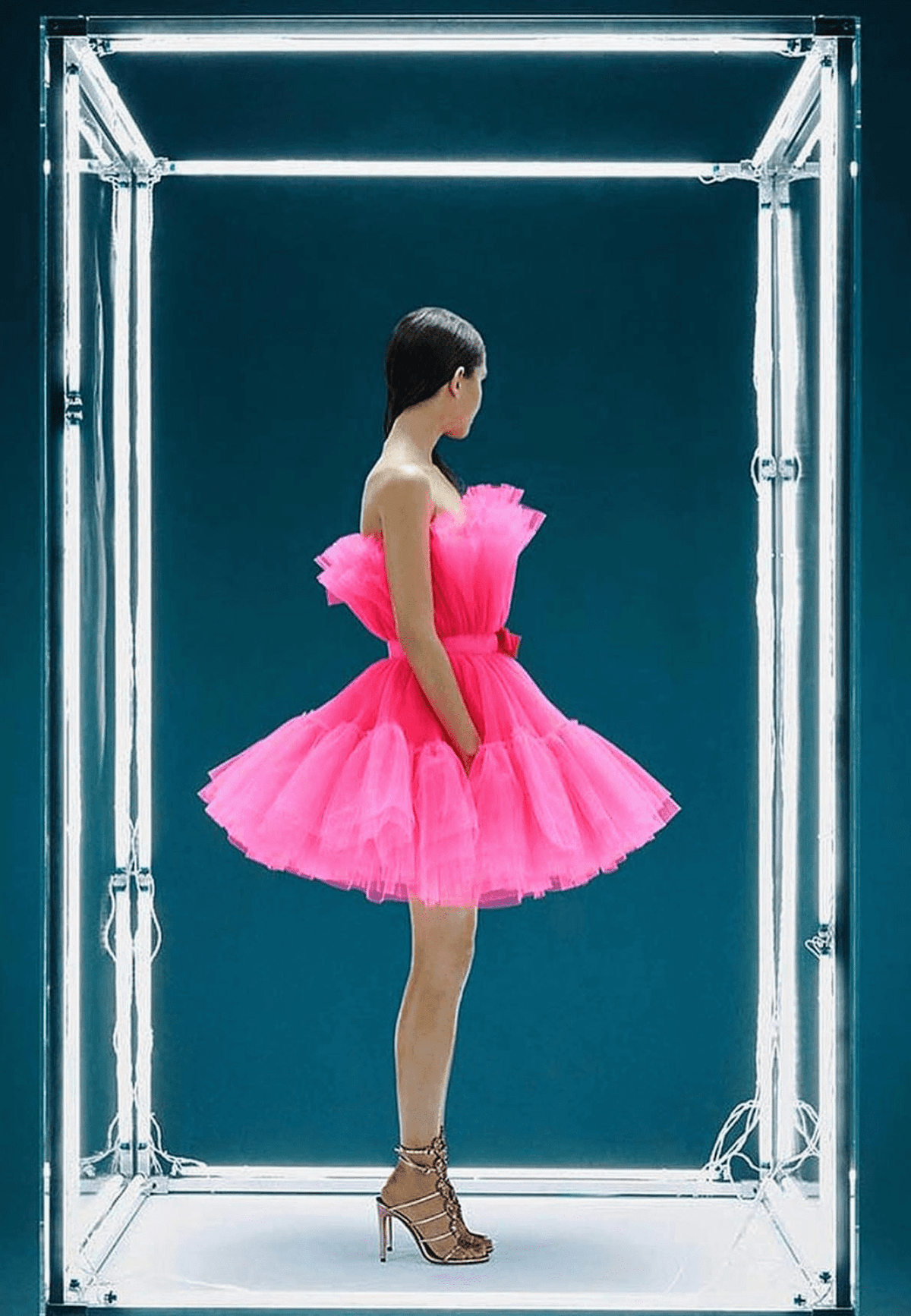 Giambattista Valli Pink Flared Tulle Dress Size 10 photo 2