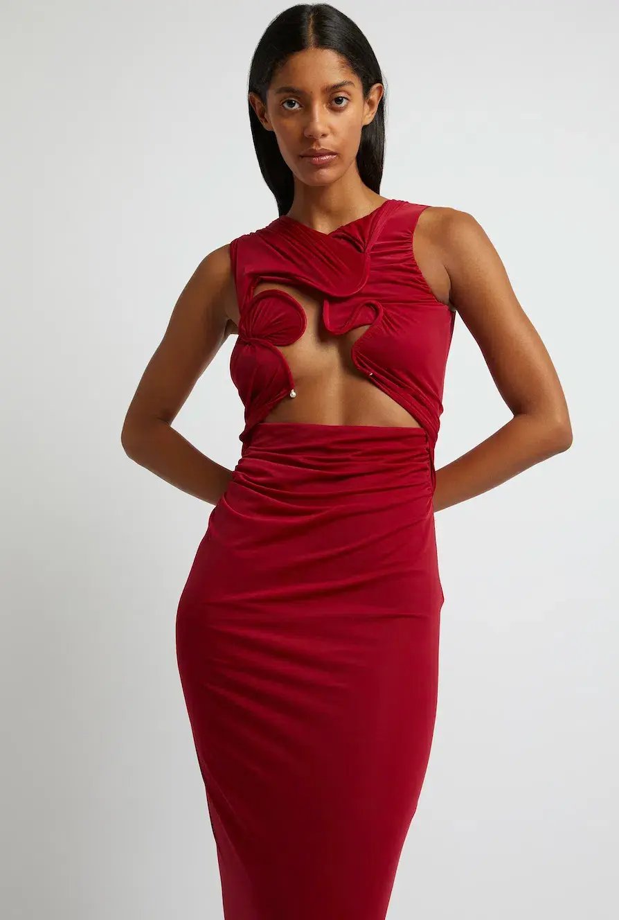 Reformation Raewyn Knit Dress Red Size AU 8 photo 21