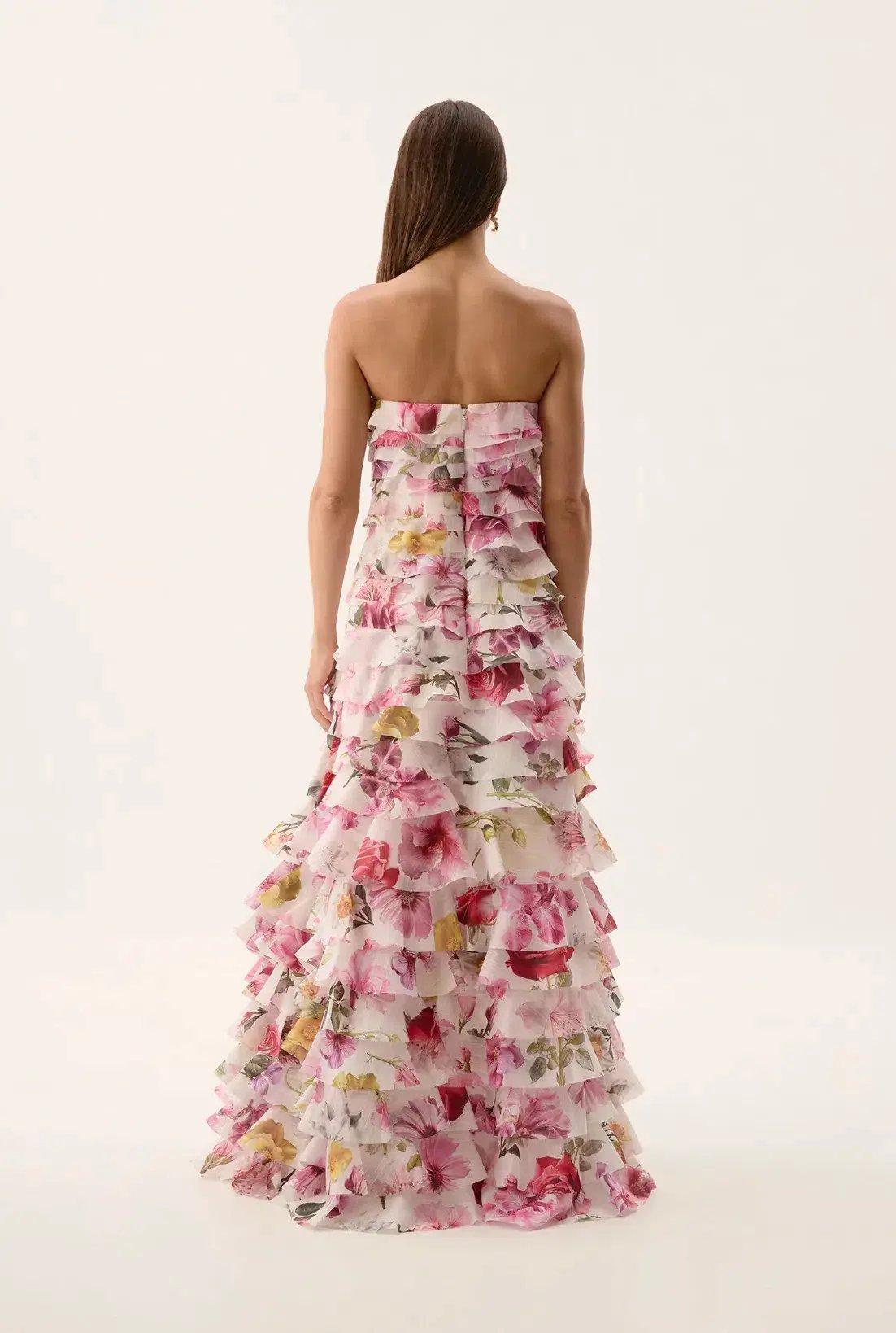 Aje Fleur Pleated Gown Collage Floral Size 8/S photo 3