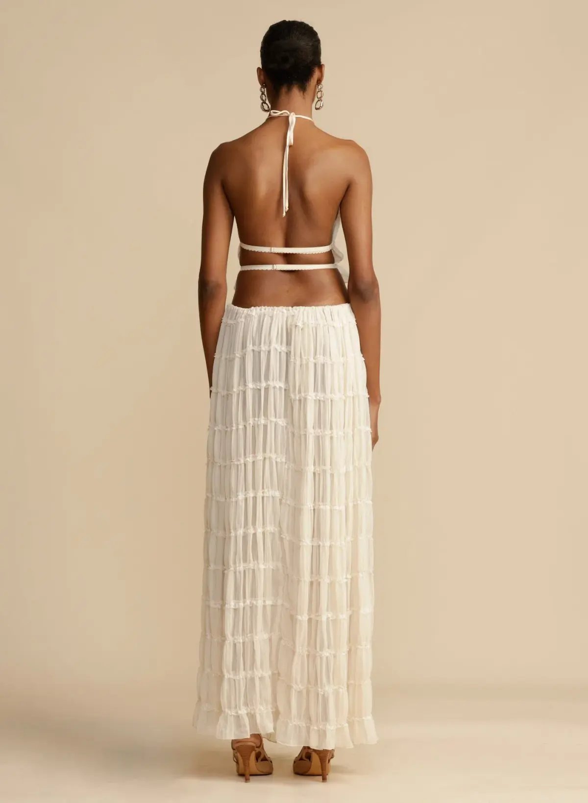 Arcina Ori Juliette Halter Top & Maxi Skirt Set Warm Cream Size S / AU 8 photo 3