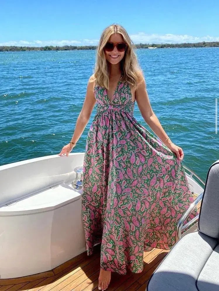 Scanlan Theodore Cotton Paisley Halter Dress Print Size 6 photo 5