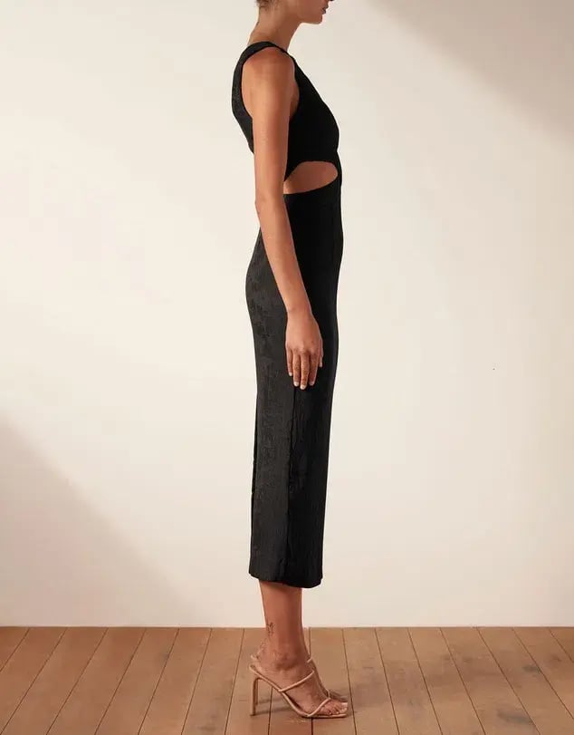 Shona Joy Simone V Neck Cut Out Midi Dress Black Size 8 / S photo 2