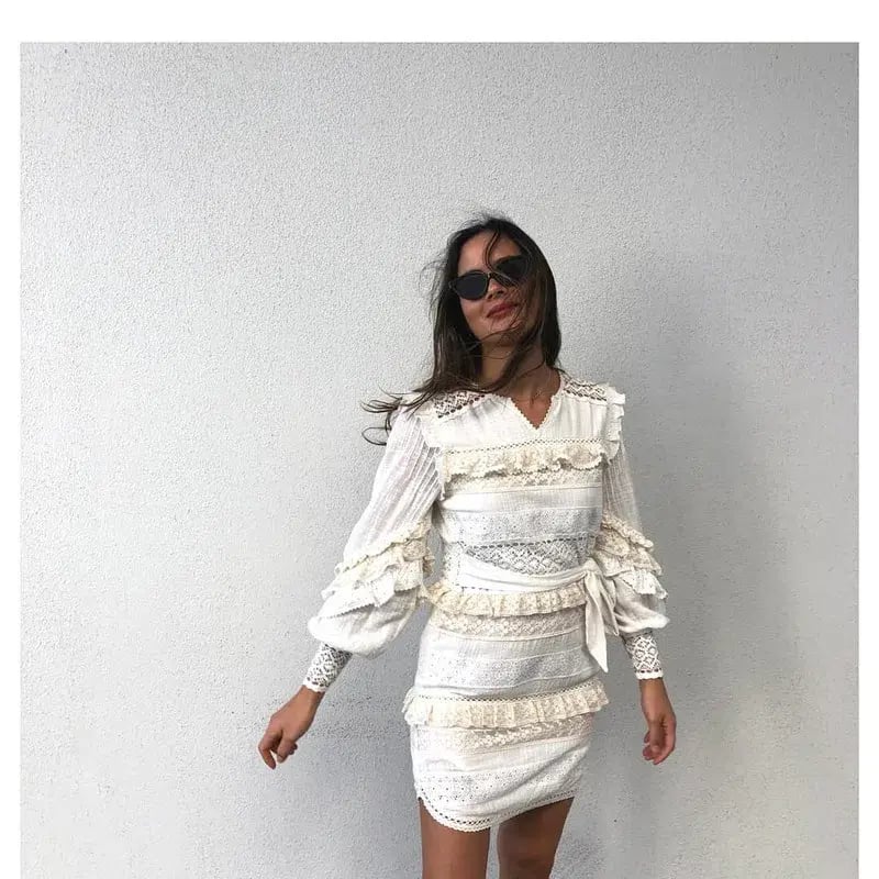 Spell Suki Mini Party Dress Cream Size M photo 5