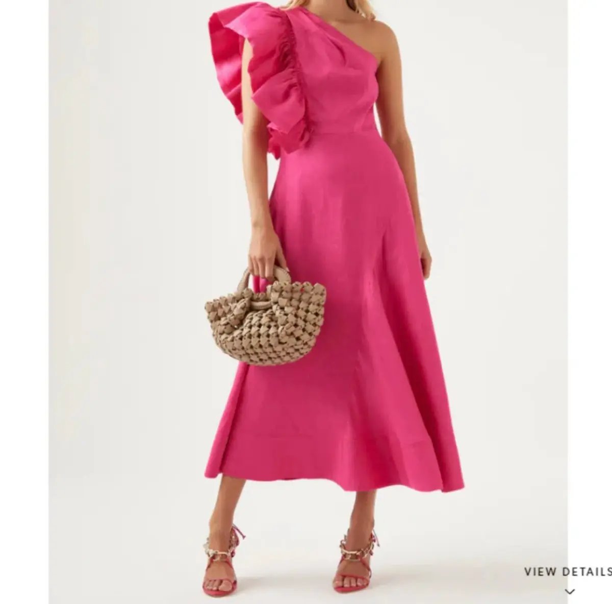 AJE Bonjour Asymmetric Midi Dress Fuschia Pink Size 16 photo 5