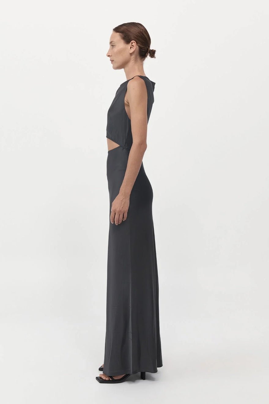 St Agni Soft Silk Cut Out Dress - Washed Black photo 2