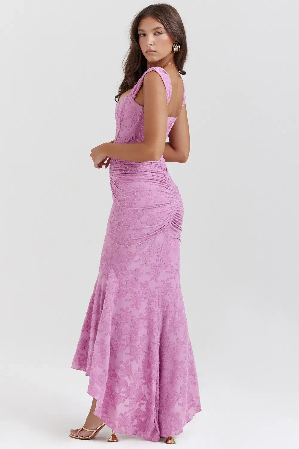 House of CB Cesca Rose Pink Floral Maxi Dress Pink Size S/AU 8-10 photo 3