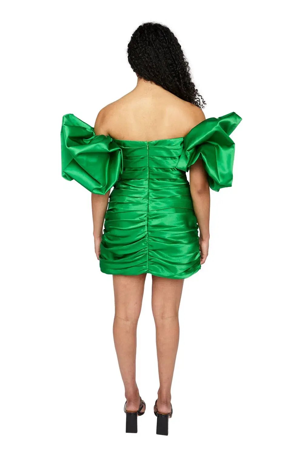 Leo Lin Brenda Puffy Sleeve Mini Dress Jade Green Size 6 photo 3