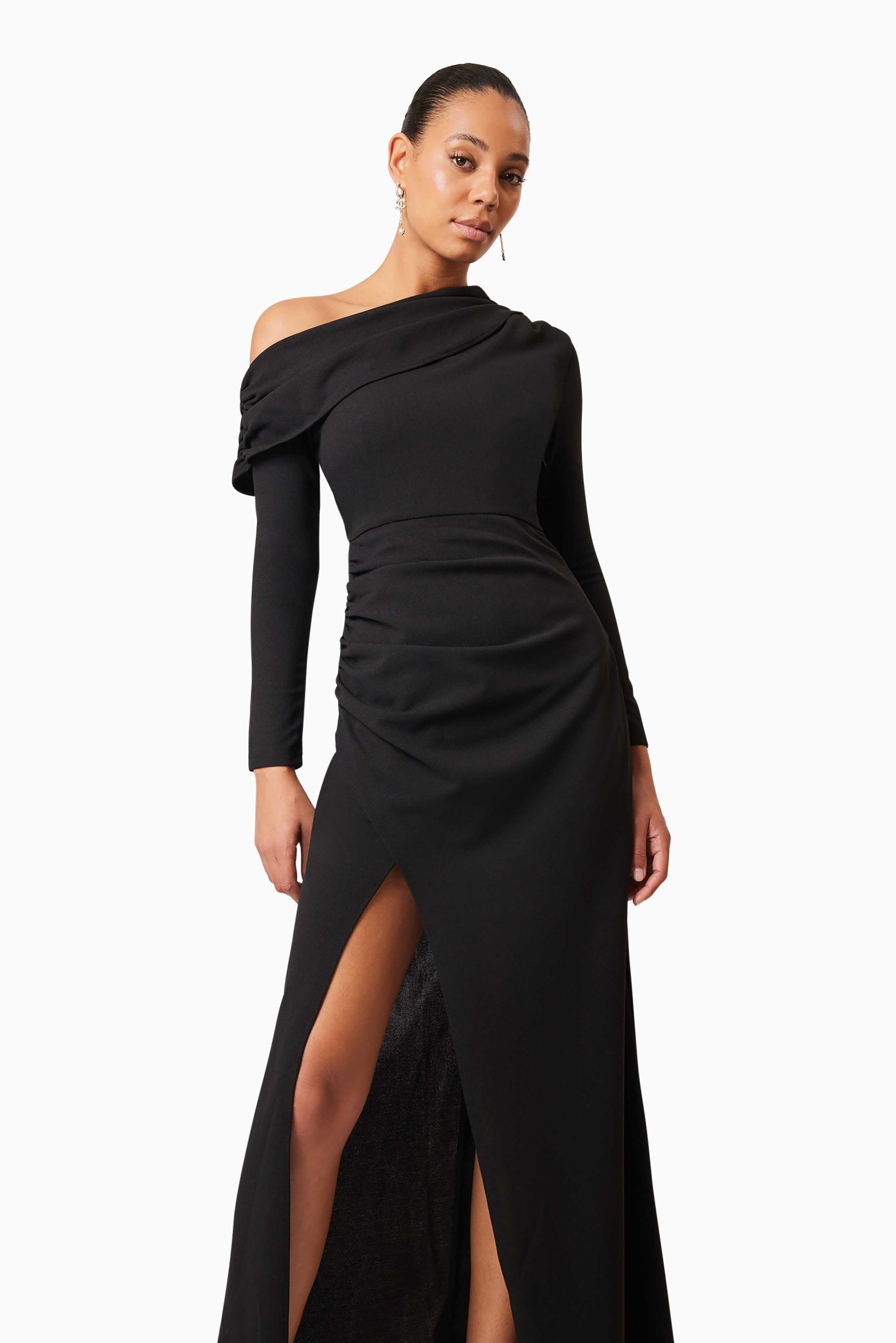 ELLIATT JAMIE ONE SHOULDER GOWN - BLACK photo 4