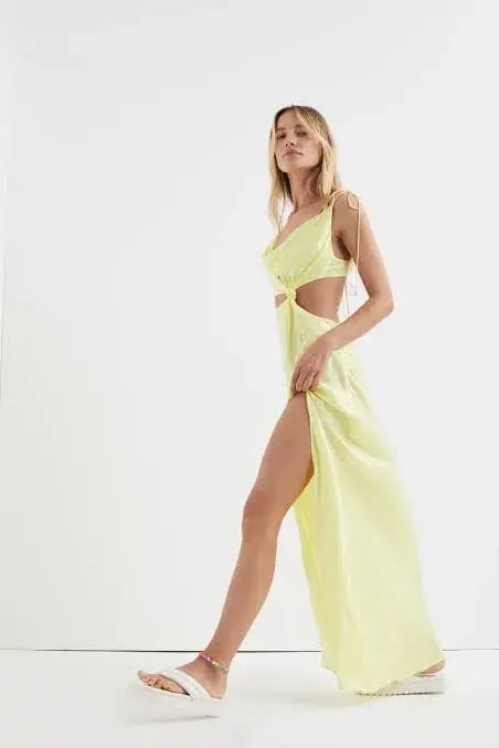 For Love and Lemons Kyra Cut Out Dress Yellow Size 8 photo 3