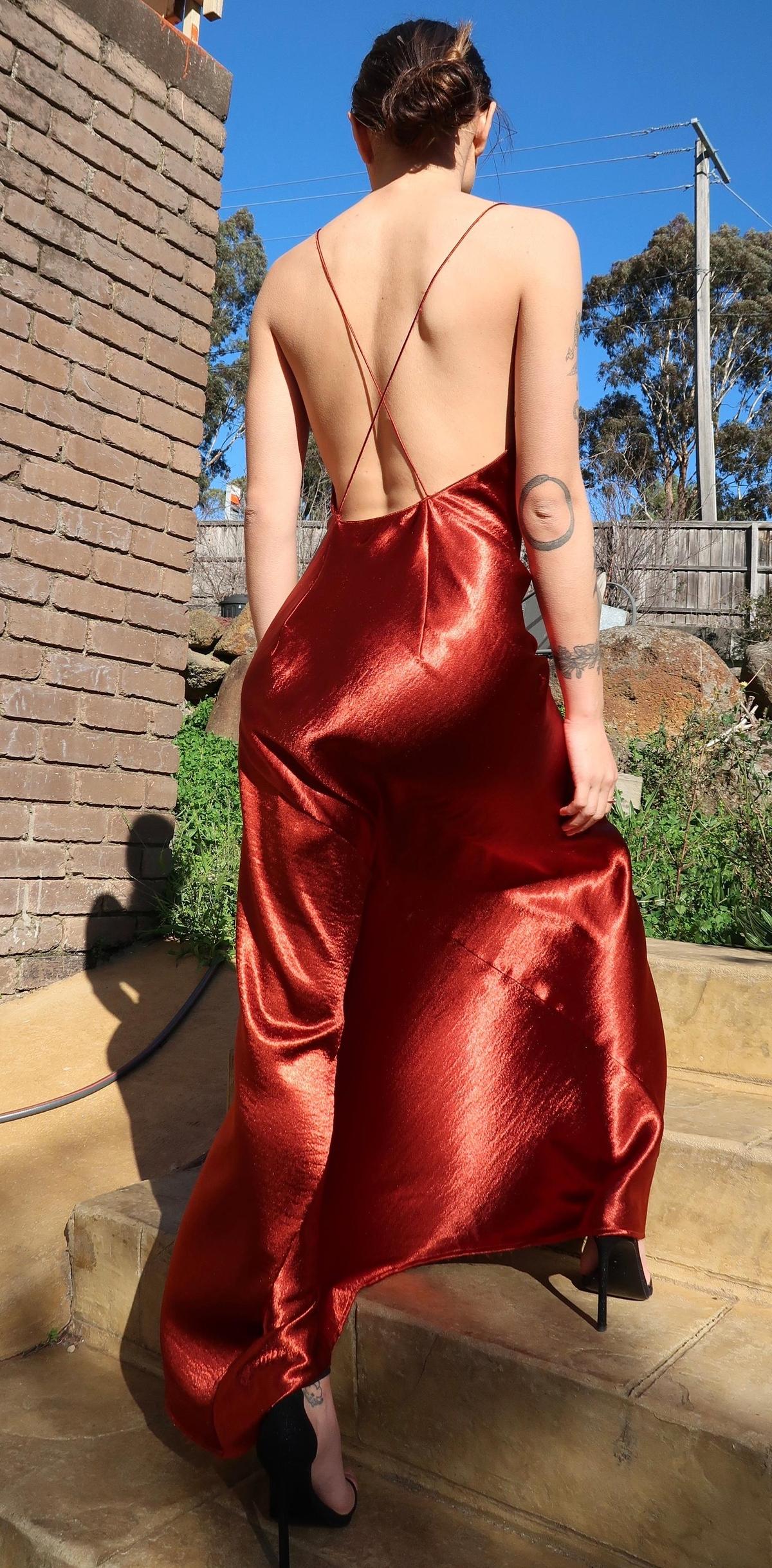 ONE FELL SWOOP MONICA MAXI SLIP DRESS IN SPICE Red Size 6 photo 2