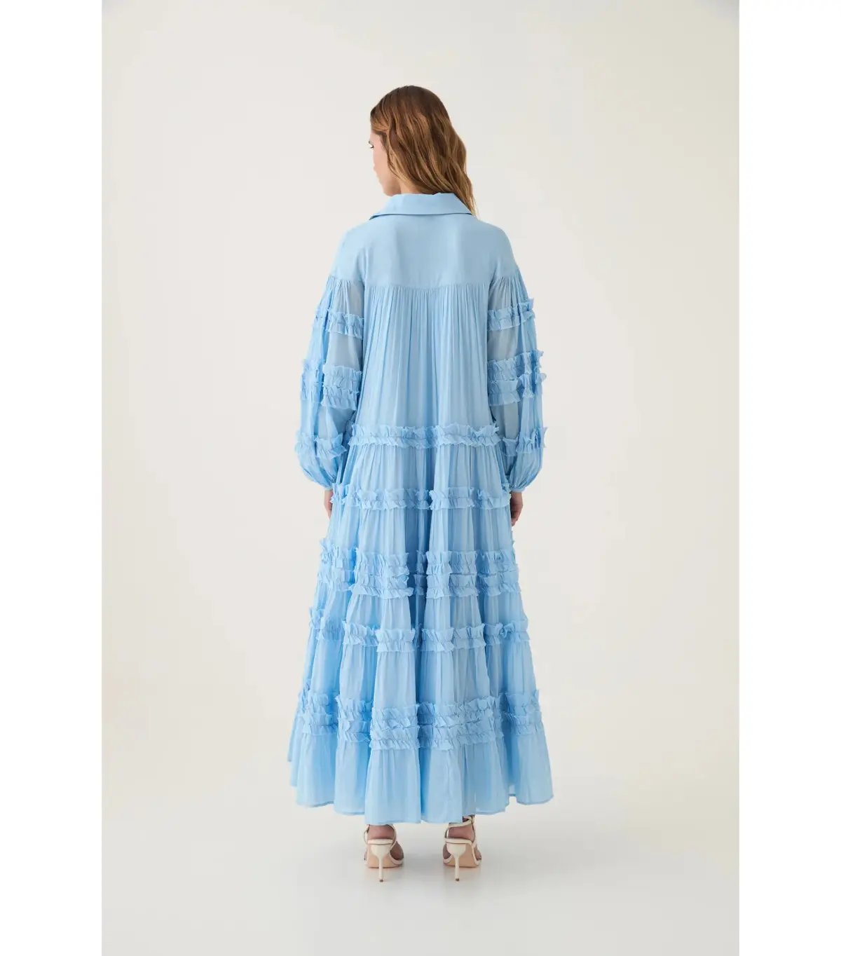 Aje Pastiche Tiered Maxi Dress Powder Blue Size AU 6 photo 4