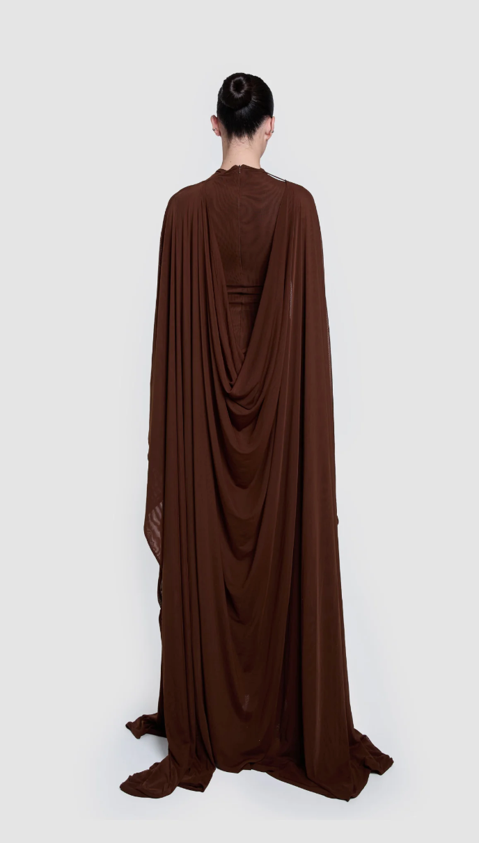 ALUYA MESH DRAPED CAPE BY BBXBRAND BROWN photo 7